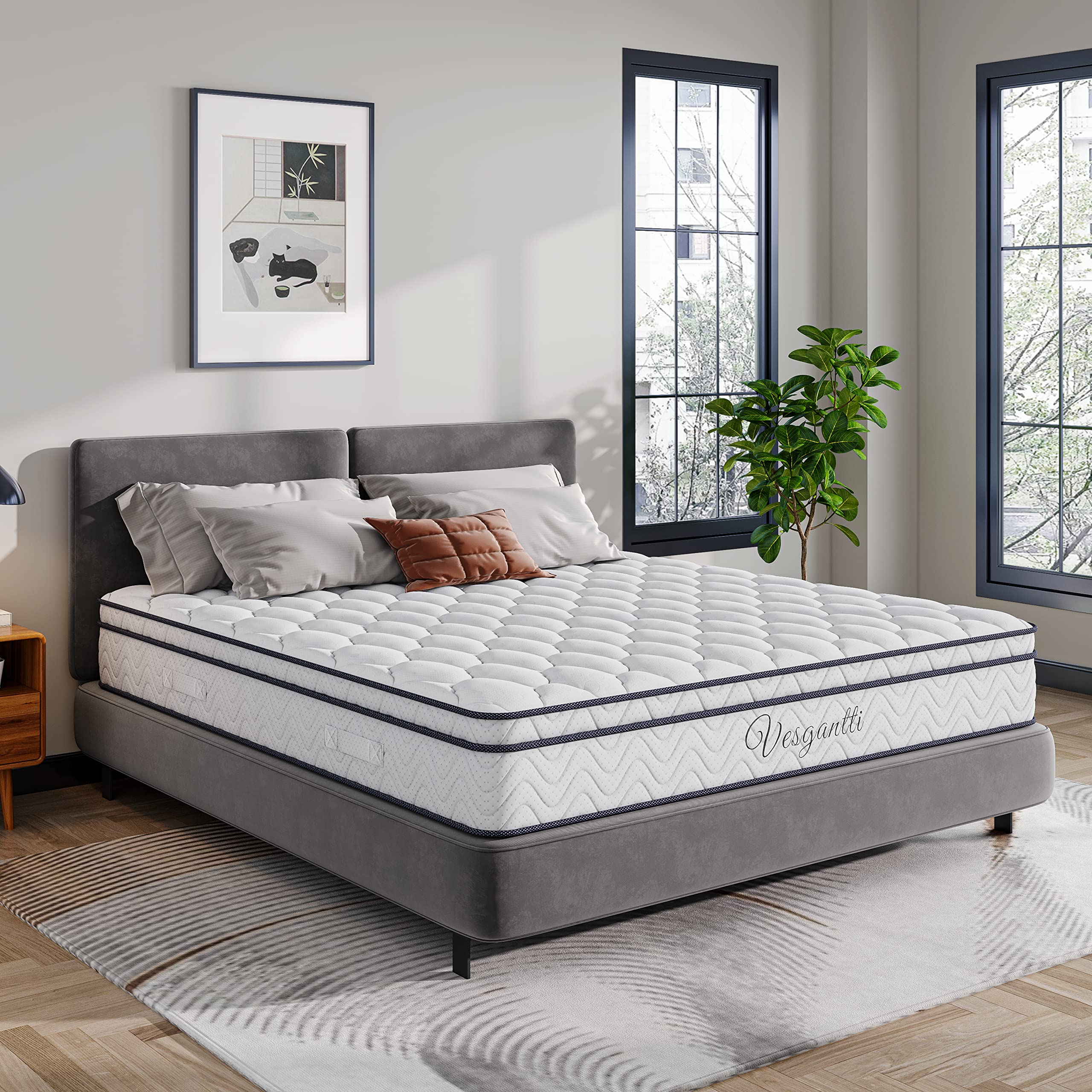 Vesgantti Materasso 80x190, Materasso Singolo, Materasso a Molle Indipendenti Insacchettate & Memory Foam, Design Ergonomico 9 Zone, Rigidità 3 su 5, Altezza 26 cm, Box-Top Serie