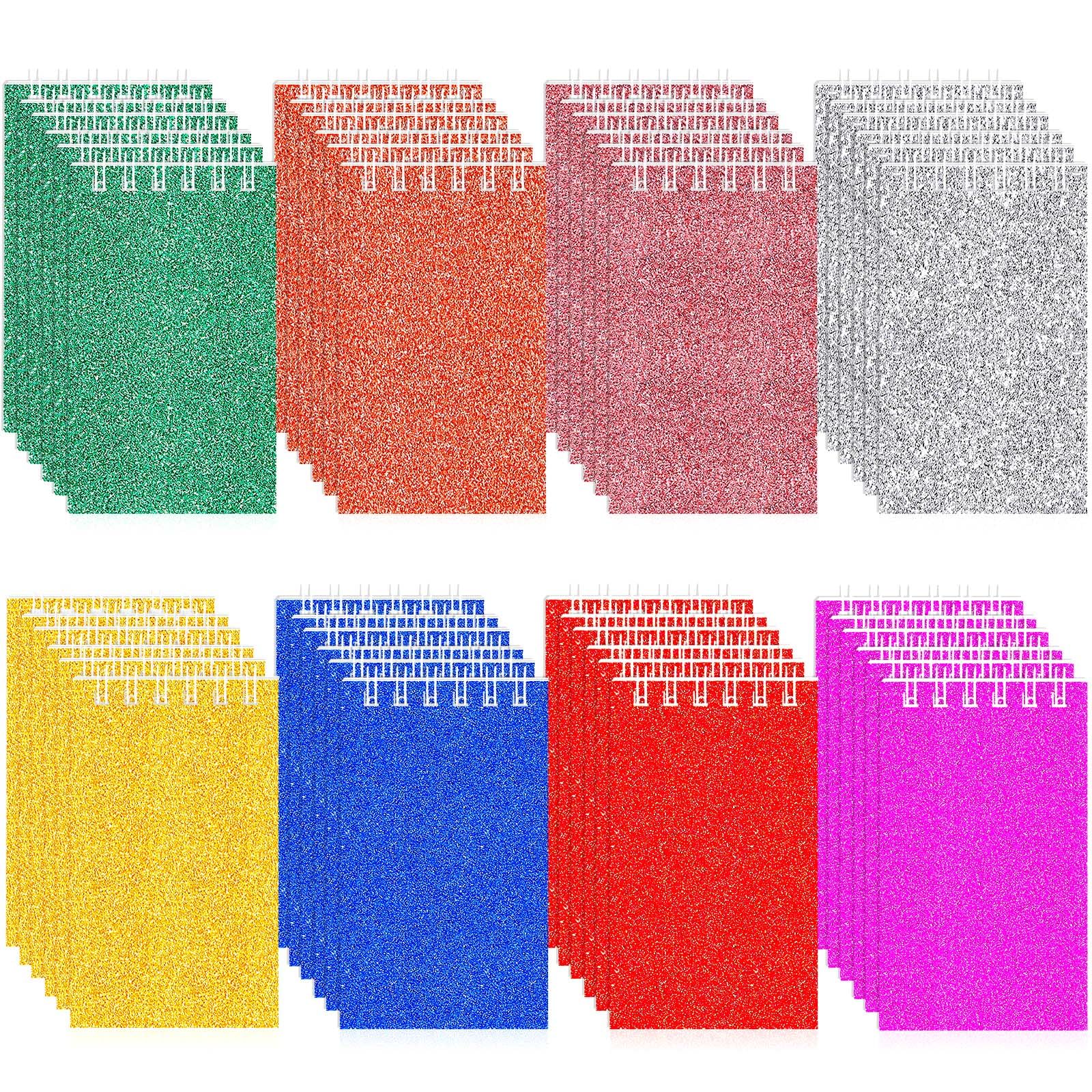 Seajan 48 Pcs Glitter Mini Spiral Notepads for Kids Party Favors Small Prism Notebooks 3.9 x 2.4 Inch Colorful Flash Memo Pads for Girls and Boys