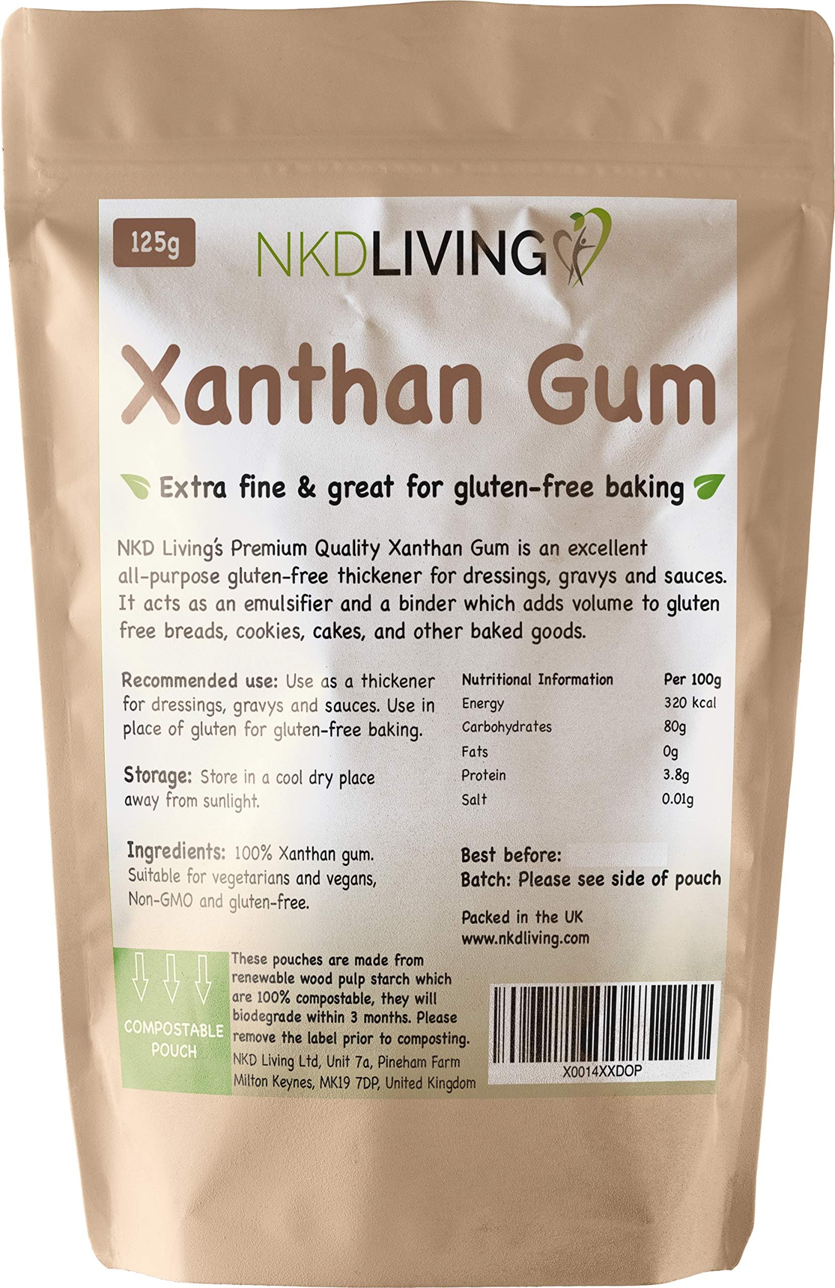 Xanthan Gum by NKD Living (125g) Compostable Plastic Free Pouch