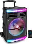 Pyle Portable Party Speaker - 600W Bluetooth Karaoke Boombox with Disco Lights, Great for Parties, Rechargeable Battery, MP3/USB SD Card Reader