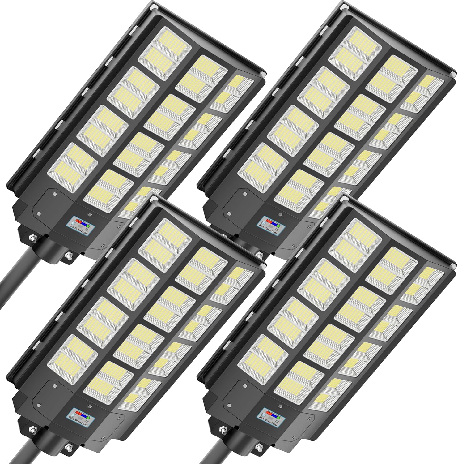 *just one panel * Solar Street Light 8000W, Solar Outdoor Lights Waterproof, 240000LM 8000K Solar Powered Parking Lot Light Dusk to Dawn with Outside Motion Sensor LED Light, Wide Angle Street Lamp Black 4 Pack