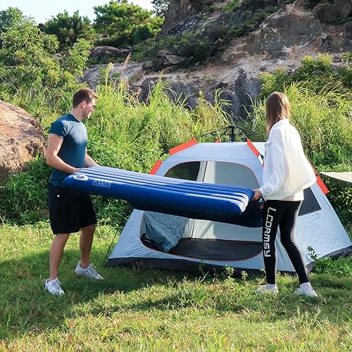 Miniatura 6 de JOSEN Colchoneta eléctrica para campamento, colchón inflable automático para campamento, tamaño Queen de 75 x 55 pulgadas, doble colchón de