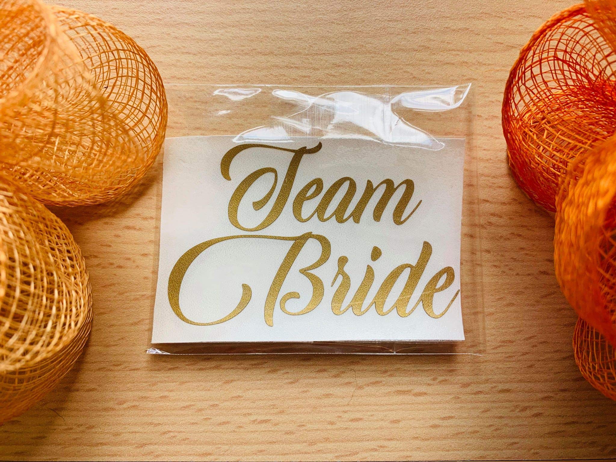 MURRIELLE Team Bride/Bride, Decal Label for Wedding Party champagne flutes glasses/wine glasses MATT FINISHED GOLD (11 Labels)