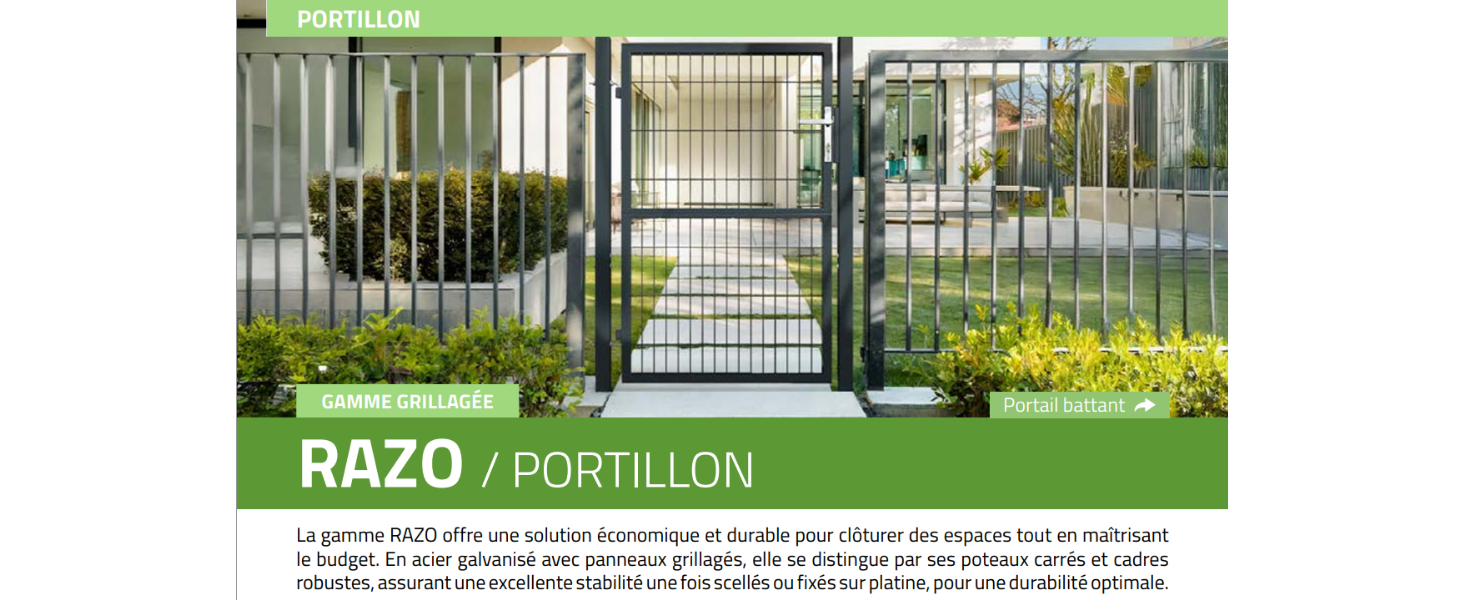 Portail Grillagé RAZO 3x1,8 M Gris Anthracite - Avec Poteaux Inclus, Acier Galvanisé, Kit Complet