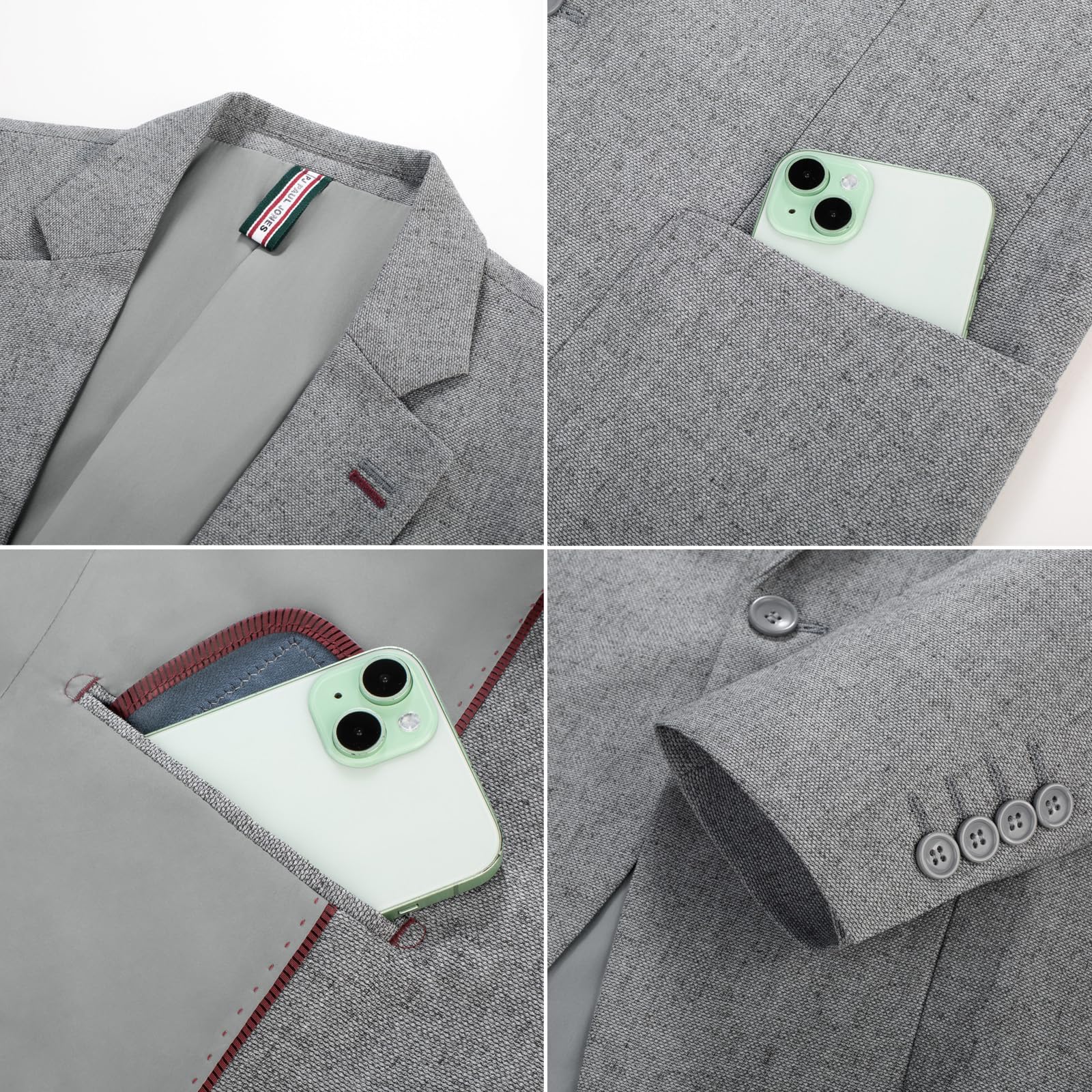 PJ PAUL JONES Sakko Herren EIN Knopf Sommer Leinen Blazer Sportlich Leichte Jackett