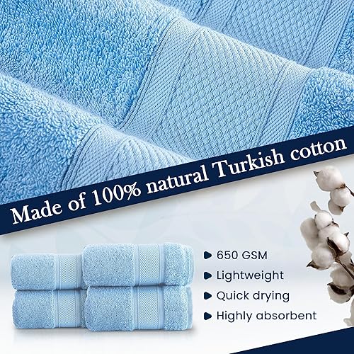 Miniatura 3 de HALLEY Toallas de mano 100% algodón turco (paquete de 4)  Calidad de hotel y spa  Toallas decorativas supersuaves, de secado rápido y absorbentes,