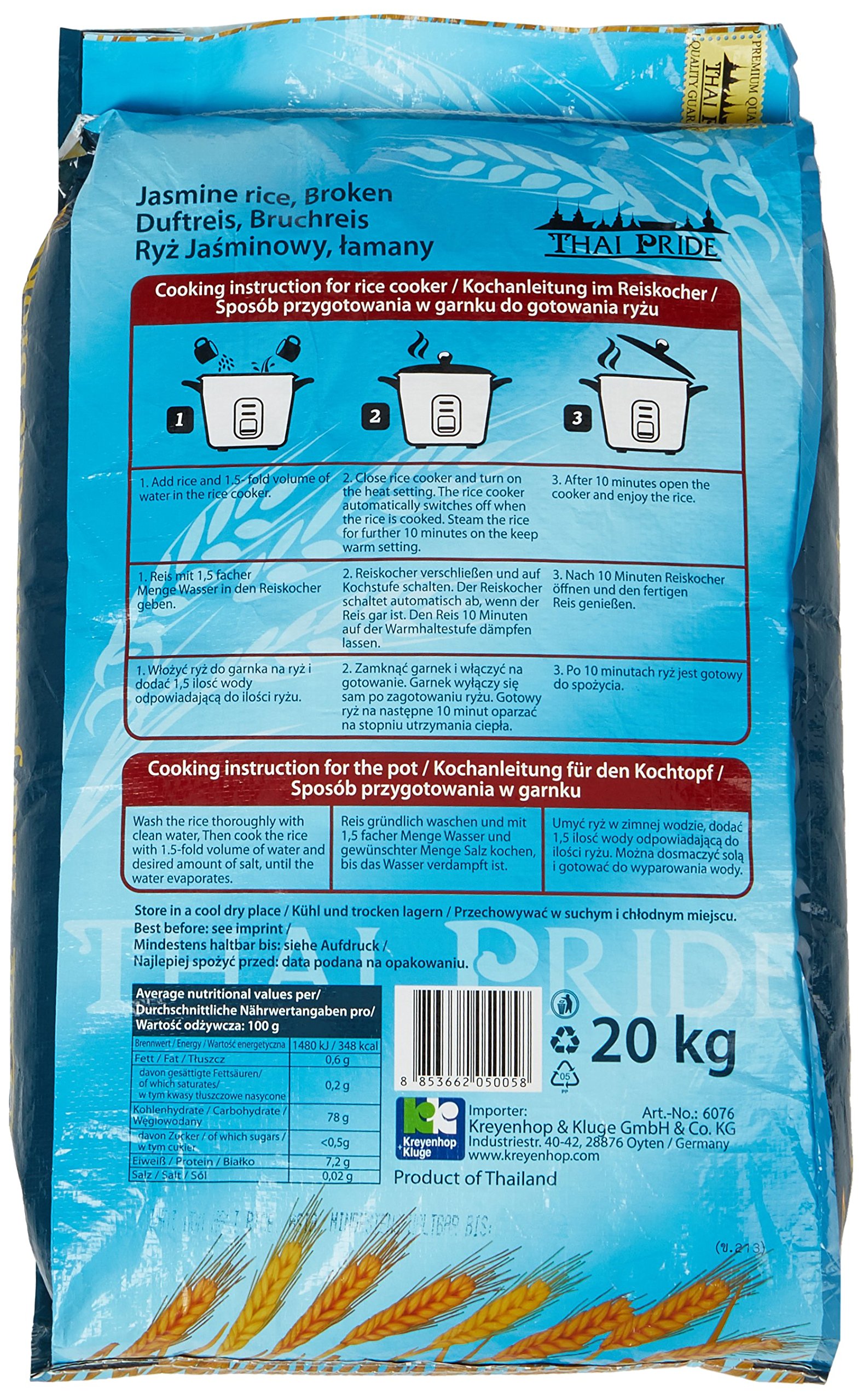 Thai Pride Duft-Bruch-Reis, 1er Pack (1 x 20 kg)