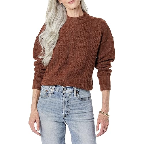 Amazon Essentials Women's Soft-Touch Modern Cable Crewneck Sweater (Available in Plus Size)