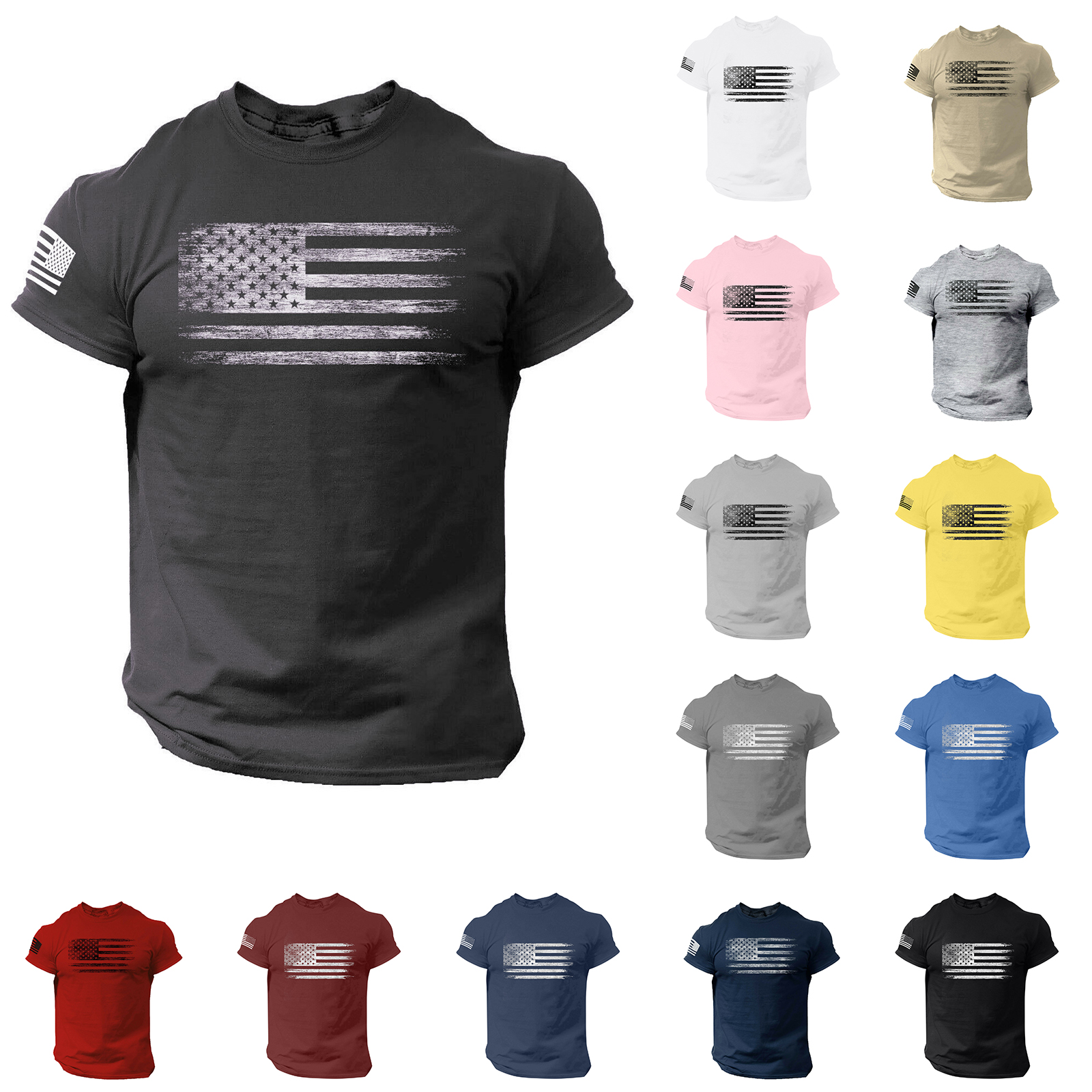 Amazon.com: ZHUER 2026 Summer T-Shirts for Men American Flag