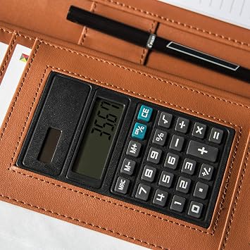 Cossini Premium Business Portfolio with Zipper Padfolio - Superior Business Impressions Begin with PU Vegan Leather, 10.1 Inch Tablet Sleeve, Smart Storage, Solar Calculator, Writing Pad - Tan