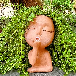 Brown Resin Handcrafted Cute Flower Pot, Suitable for Indoor and Outdoor...