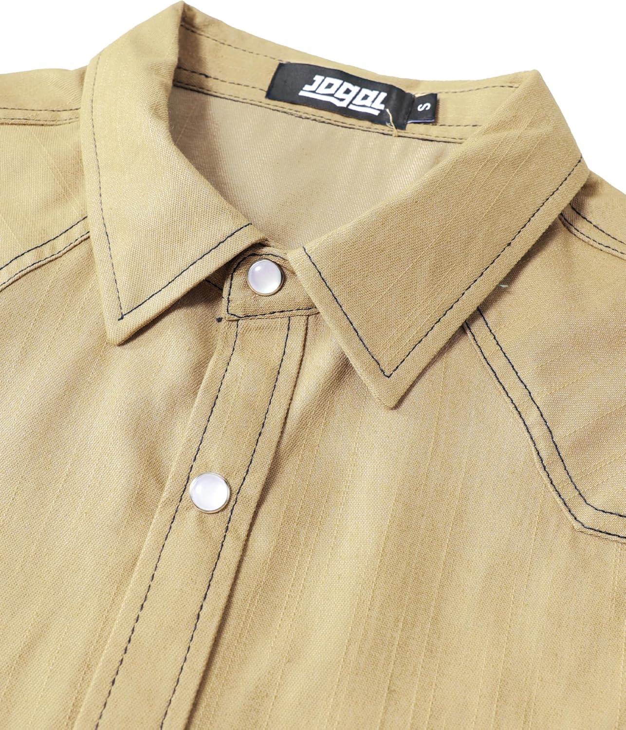 JOGAL Mens Western Cowboy Shirts Long Sleeve Denim Pearl Snap Shirts Regular Fit Work Shirts - Image 5