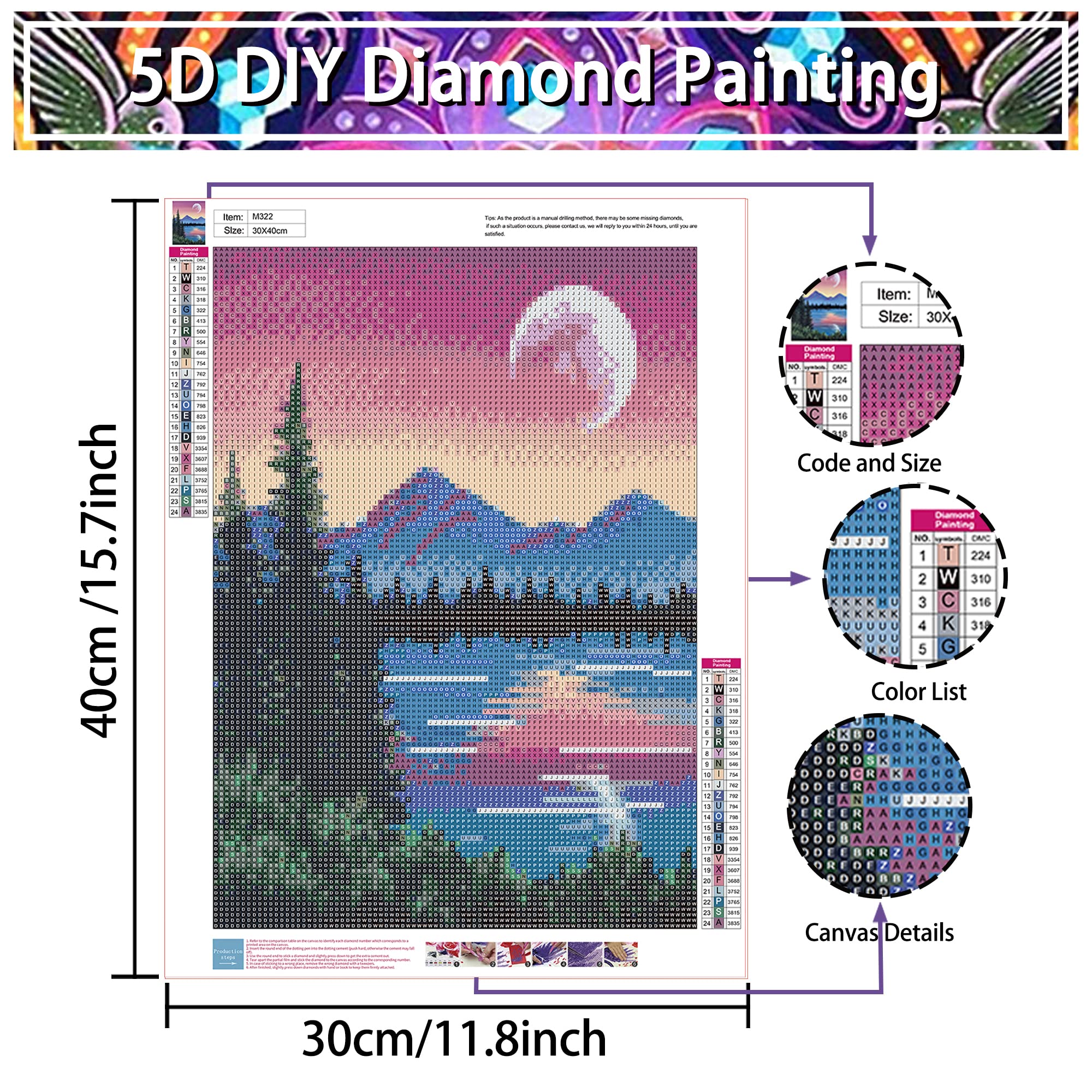 Qianbaiuk Diamond Art Kits Adults-Scenery Diamond Painting Kit,Diamond Painting Scenery for Home Wall Decor (12x16inch) - Image 4