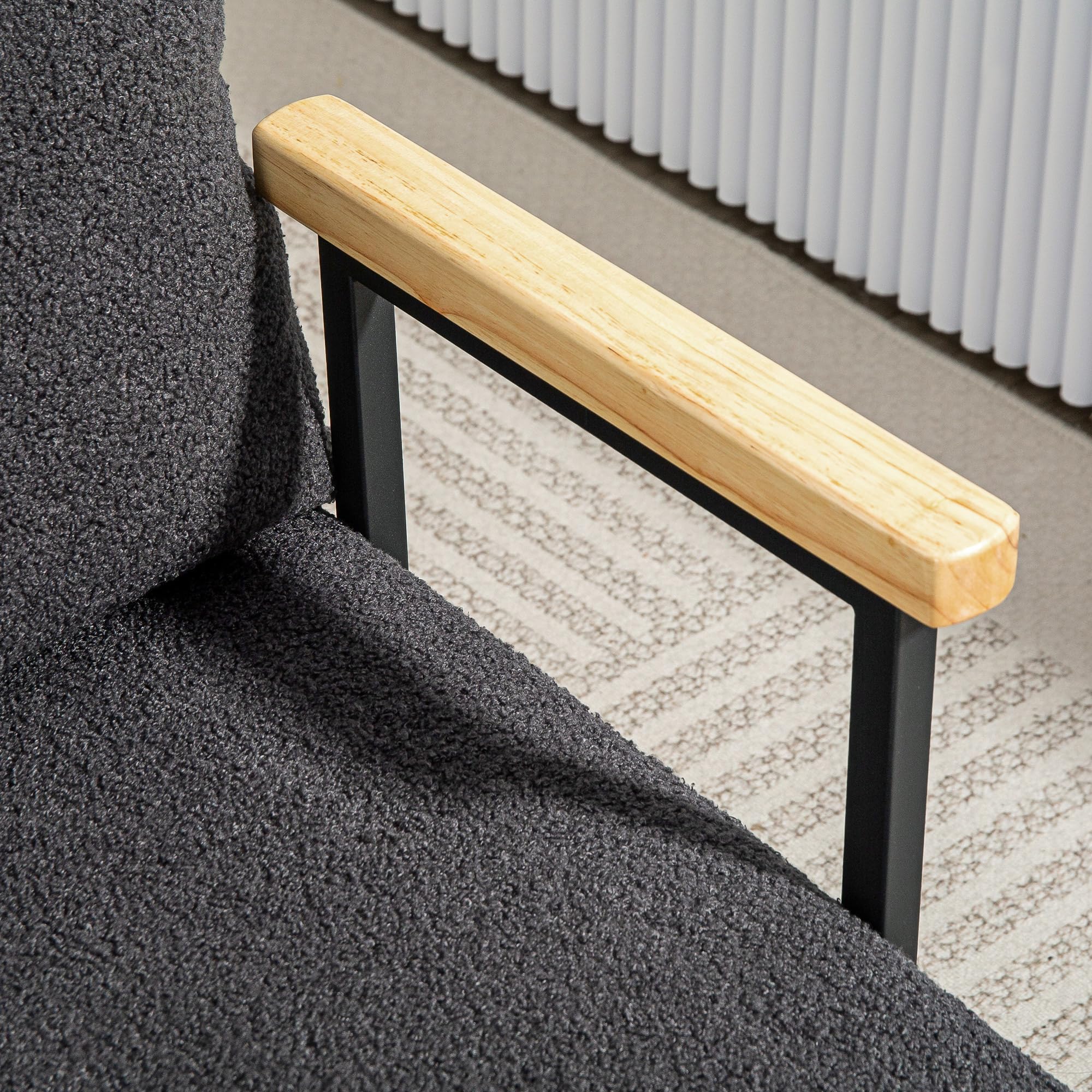 HOMCOM Sofá Cama de 1 Plaza Sofá Cama Plegable Tapizado en Borreguito con Respaldo Ajustable de 5 Niveles y Almohada Acolchada para Oficina Dormitorio Salón 63x73x81 cm Gris Oscuro