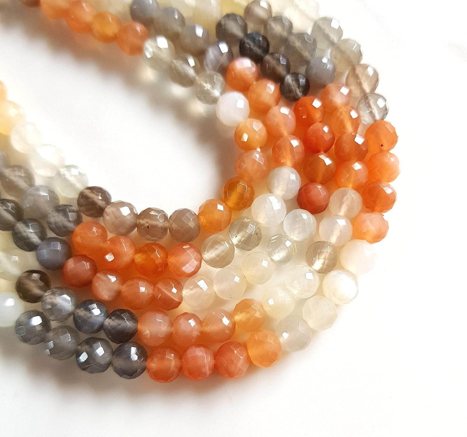 Multi Moonstone Gemstone Faceted Balls Beads | Natural Gemstone Multi Color Beads for Jewelry Making 9 Inch Size - 4 MM Approx. [Beads 641]