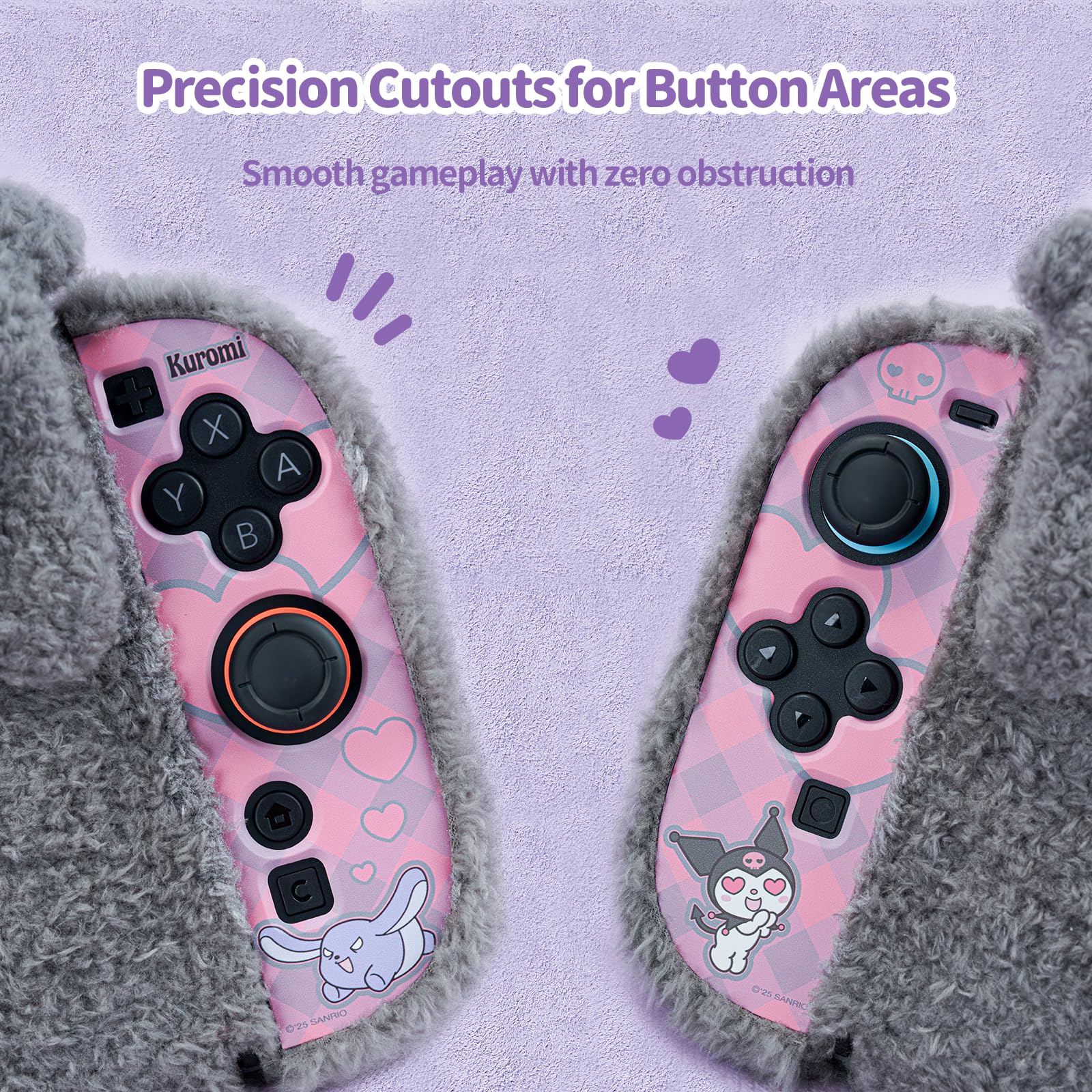 Kuitmor Cute Plush Protective Case Compatible with Switch 2 (2025), Anti-Scratch and Shock-Absorption Hard PC Shell Cover for Switch 2 Game Console and Joystick Controller - KLM - 4