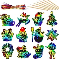 Vista 1 de Mocoosy 48 Piezas Adornos de Arte para Rascar de Navidad, Kit de Manualidades de Navidad a Granel para Rellenos de Calcetines de Niños, Tarjetas