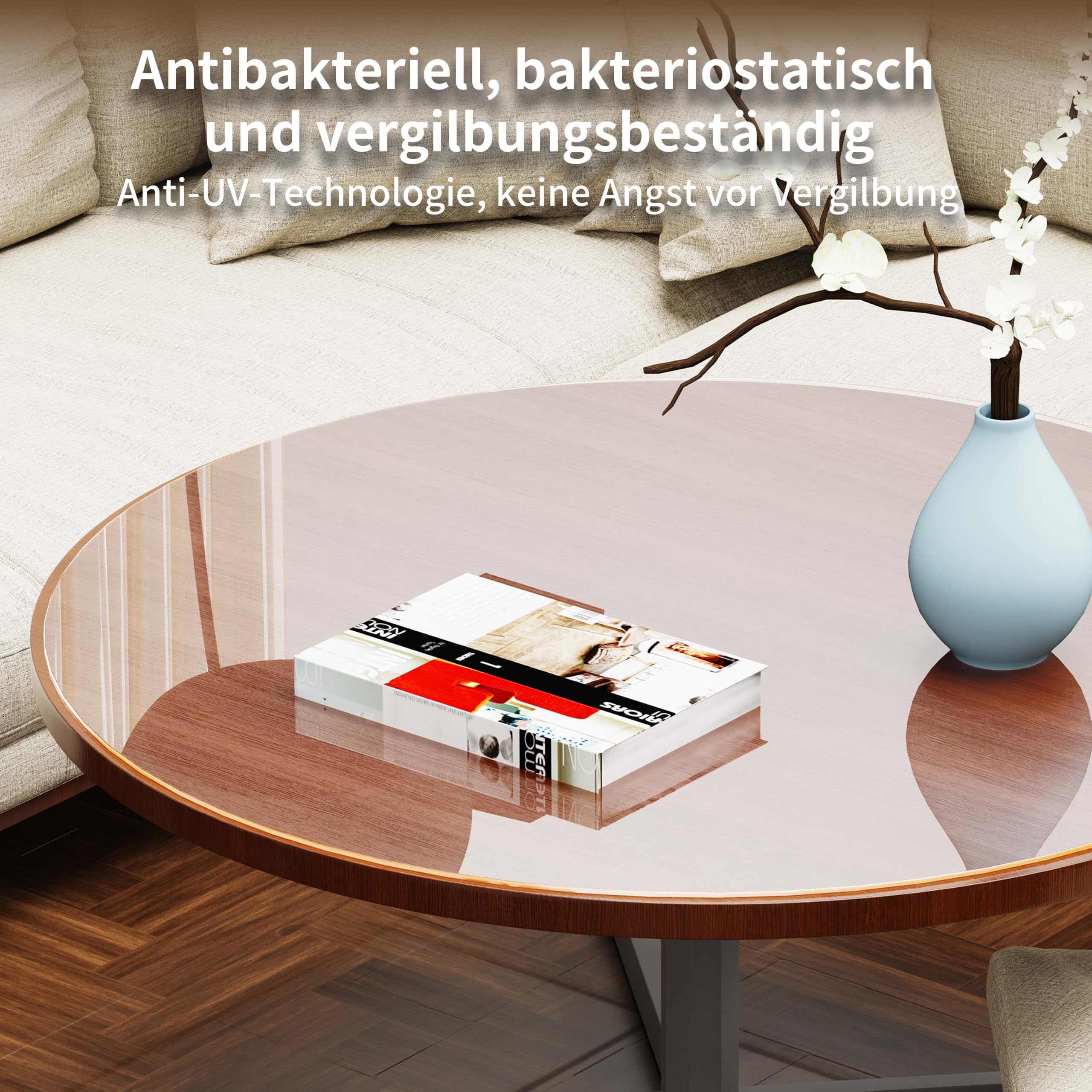 Tischdecke Transparent Rund, Tischfolie wasserdicht 2mm dick, Tischschutz für Esszimmer, abwaschbar hitzebeständig Tischdecke Schreibtisch Tischpad (110X110cm Rund)