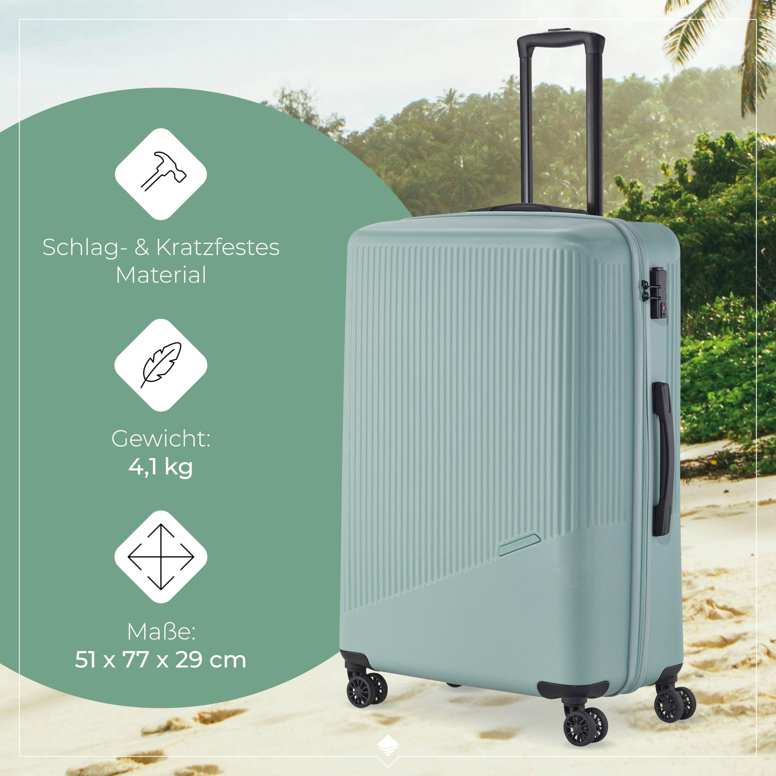 Travelite 4-Rad Hartschalenkoffer groß 96 Liter, ABS Hartschalen Trolley mit TSA Kombinationsschloss, 77 cm
