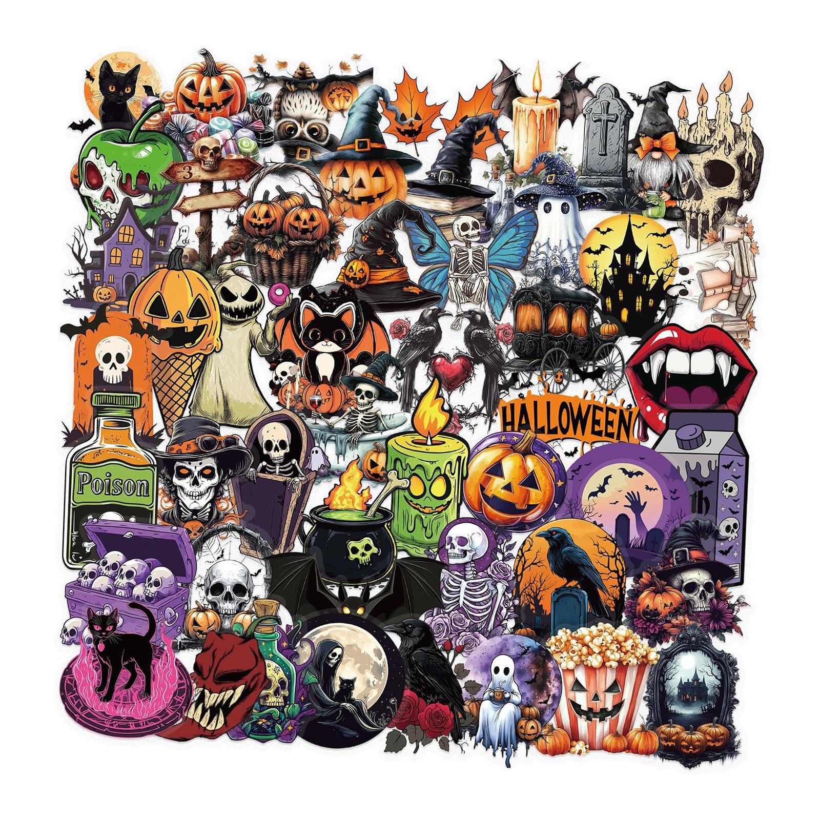 Stickers Pack of Fifty PVC Decals Waterproof Decorative for Electronics Devices Cartoon Stickers for Tablets