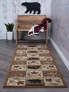 Portrait Wildlife Beige 3x8 Hallway Runner Rug for Walkway, Entryway, or Foyer - Lodge, Cabin, Farmhouse Style Rustic Indoor Carpet