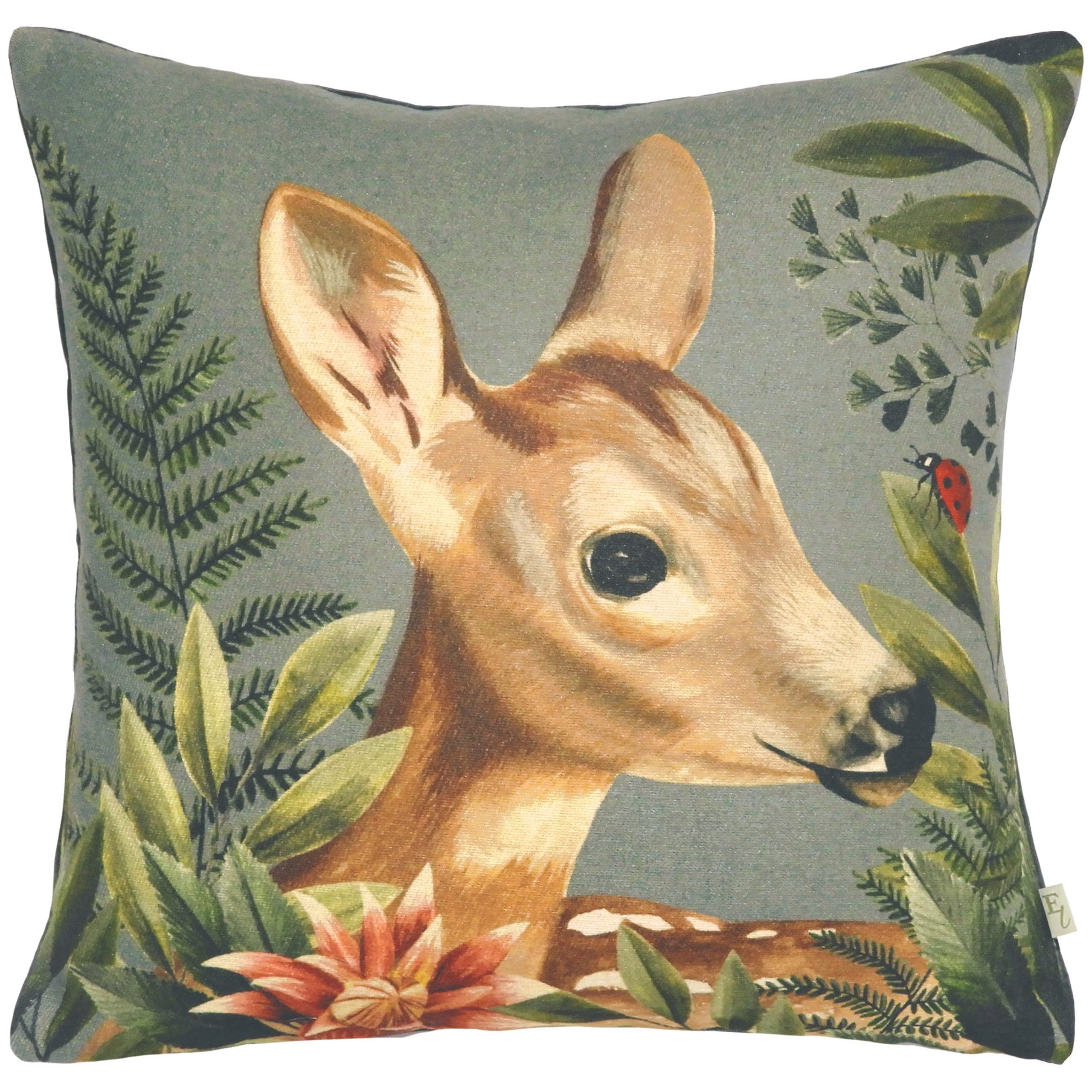 Evans Lichfield Forest Fawn Feather Filled Cushion - Grey - One Size