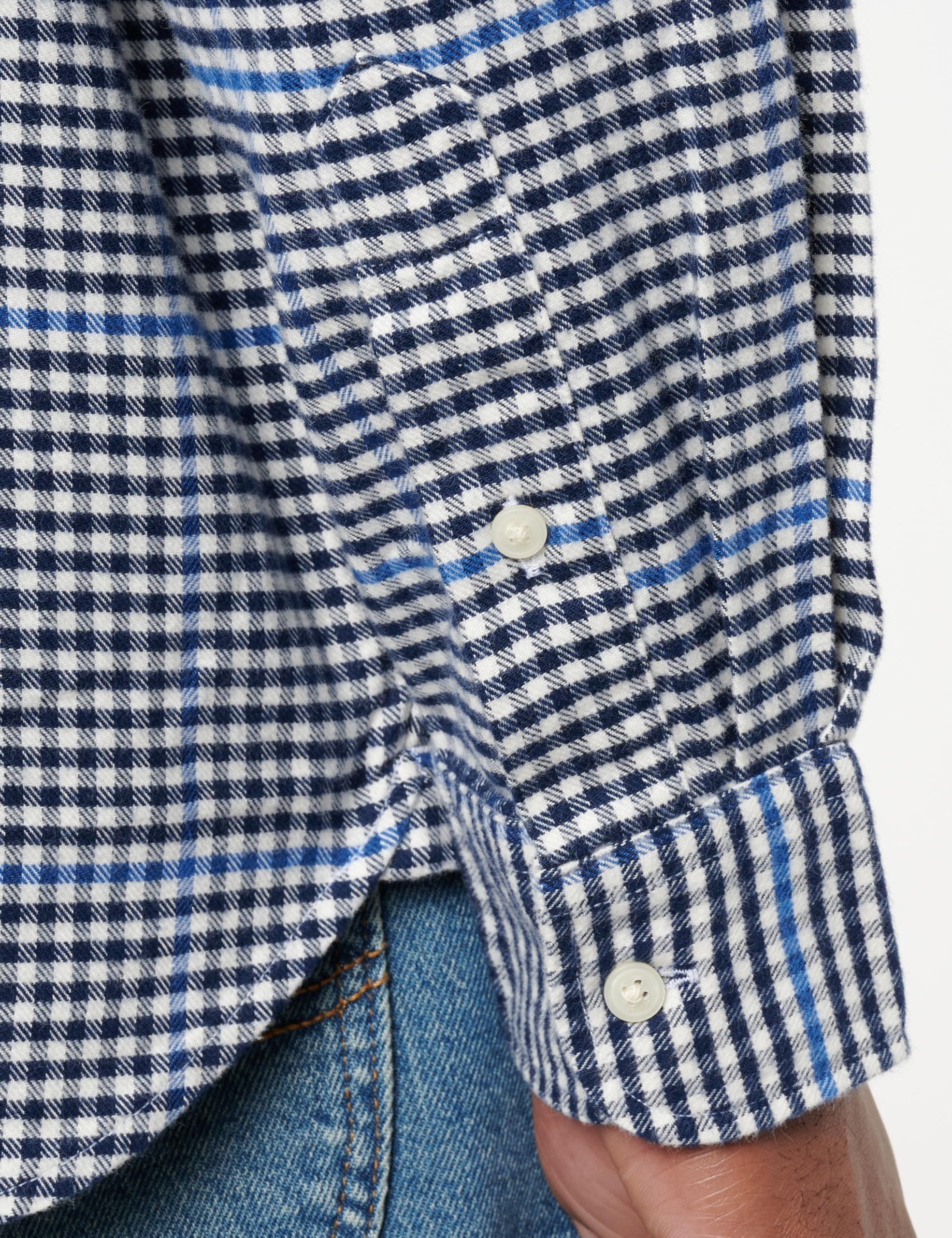 Tommy Hilfiger Camiseta de Manga Larga Hombre Brushed Gingham Overcheck Shirt con Bolsillo en el Pecho