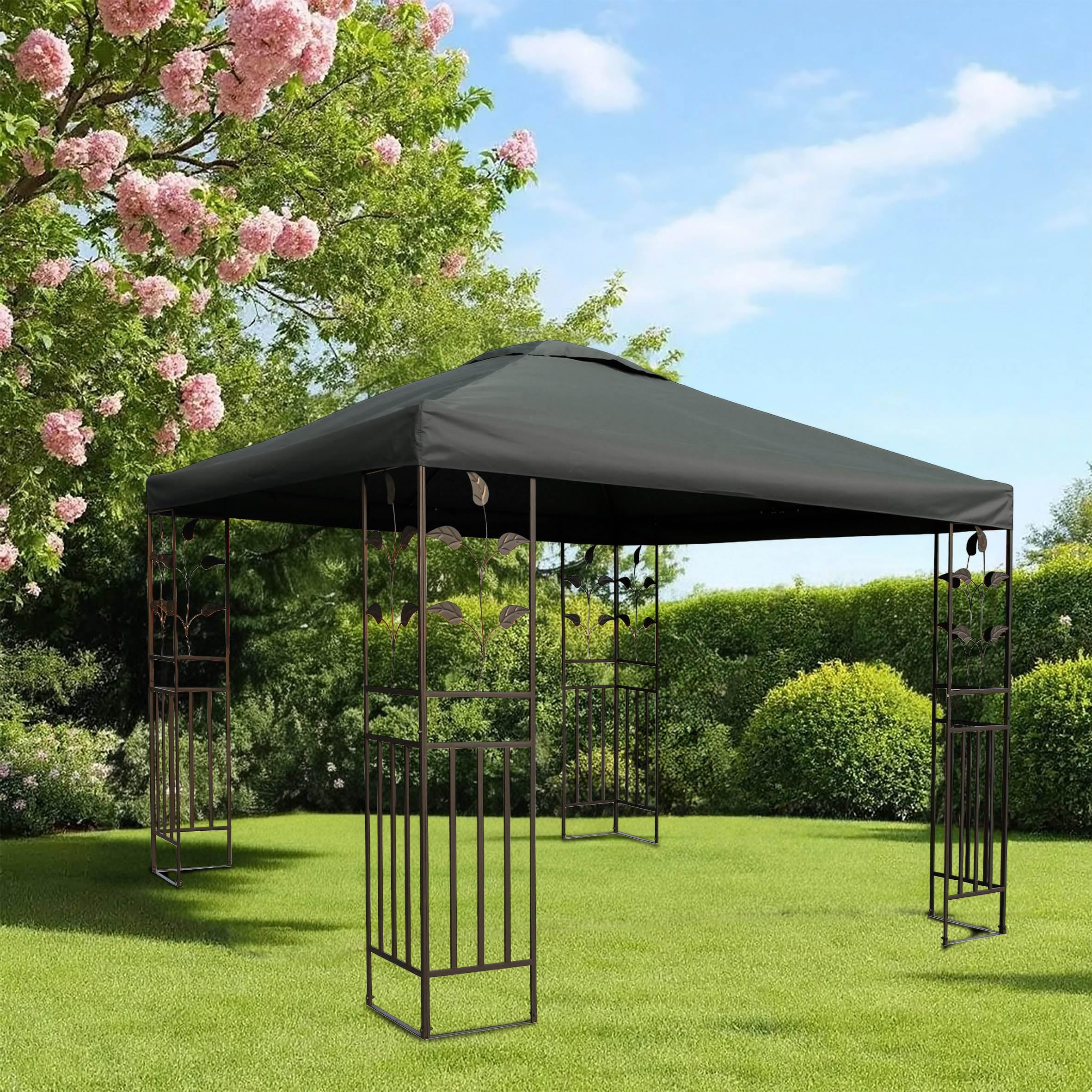 Pavillon Ersatzdach wasserdicht mit PVC Beschichtung 3 x 3 Meter - anthrazit - Universal Pavillondach - Garten Party Pavillon Dach Sonnenschutz