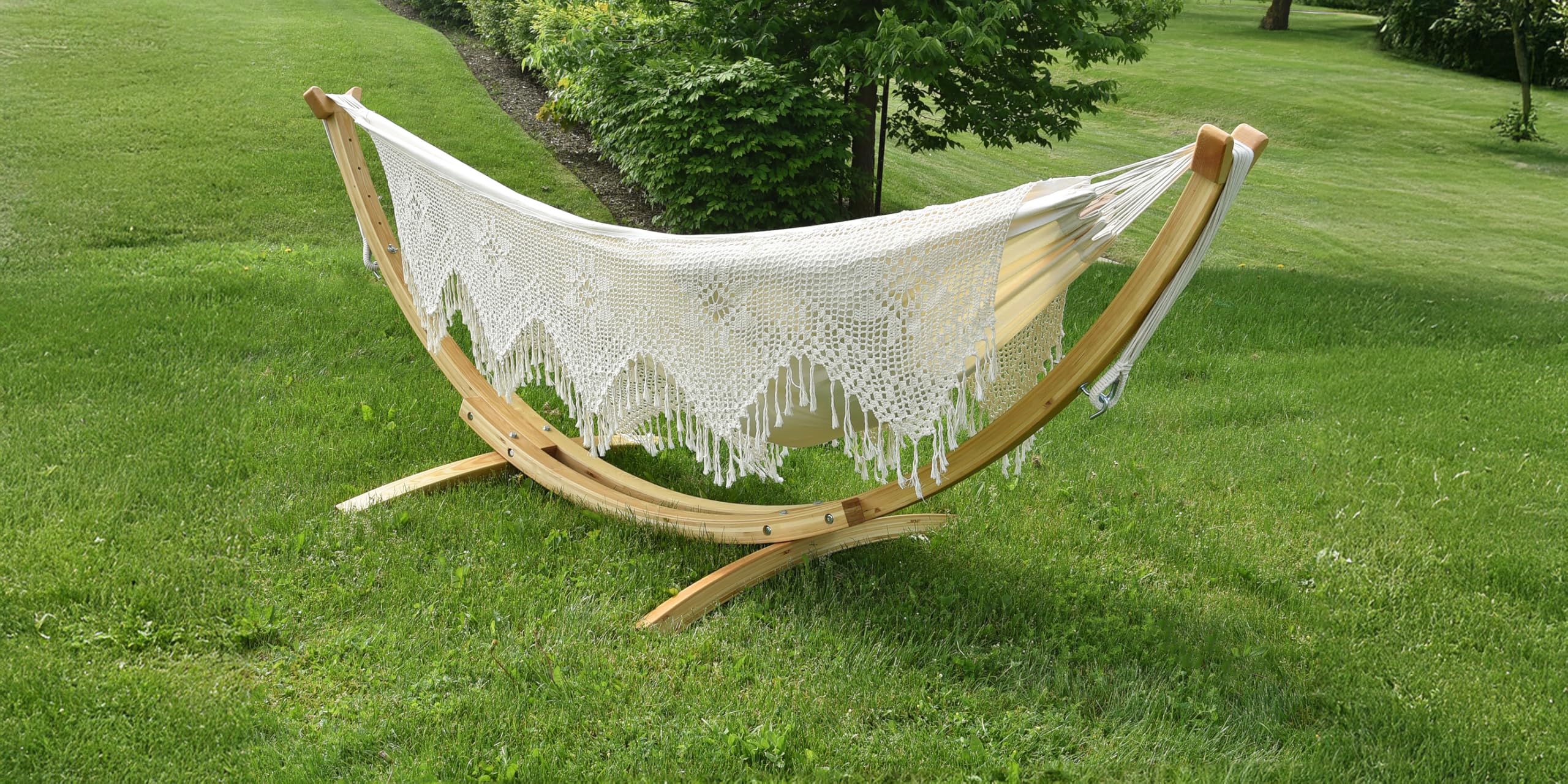 Vivere Support de hamac en pin massif - Bois naturel - Longueur : 3 m - Capacité : 204 kg