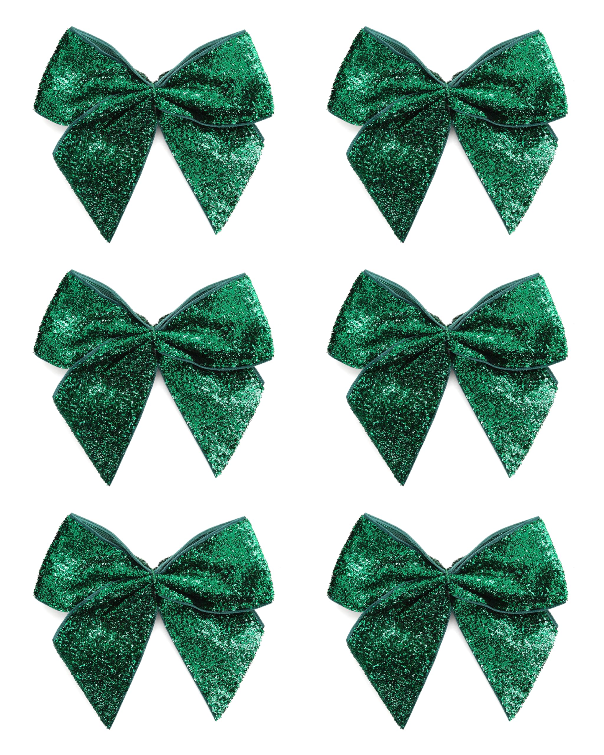 Italian Options Emerald Large Sparkle Ribbon Bows, Self-Adhesive Glittering Big Bow For Present Wrapping, Gifts, Bows For Christmas Tree, Wreaths, Crafting Accessories, 6 Pack, 10 Cm