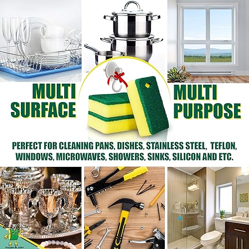 Miniatura 5 de Suministros de limpieza para fregar  Esponja para platos de cocina con soporte de gancho  Almohadilla de limpieza multiusos y gancho de ventosa