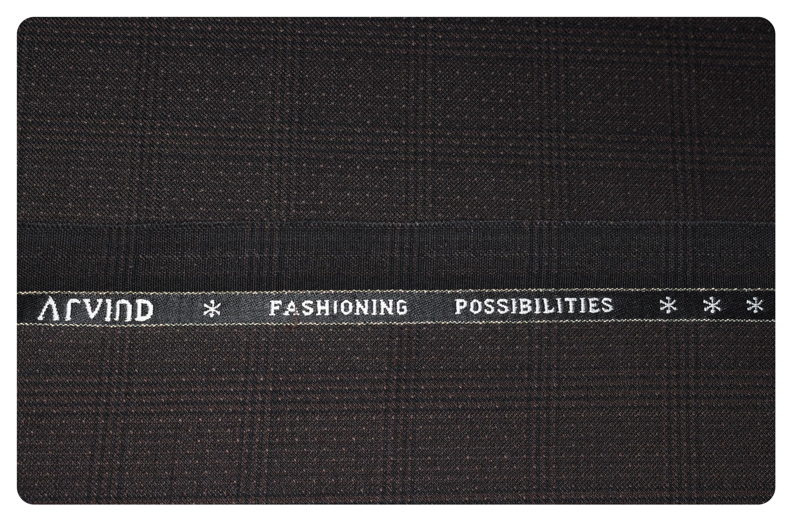 arvind Men's Super 120's Merino Wool Checkered Unstitched Trouser or Blazer Suit (Brown, VW99C1)-picture-27