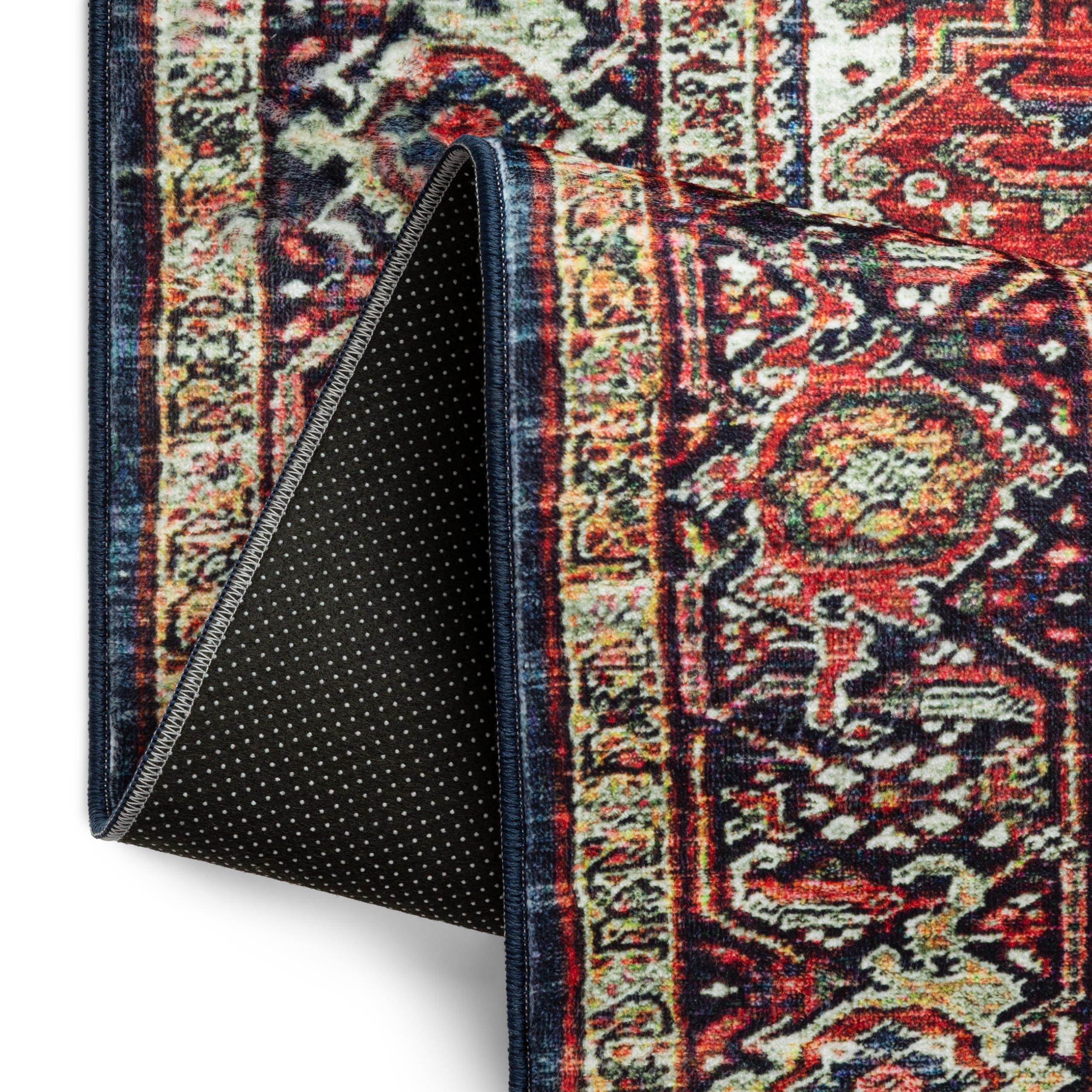 TAPISO Ispahan Teppich Klassisch Vintage Rostrot Gold 160 x 230 cm | bedruckter Teppich mit Antirutsch Wohnzimmer Schlafzimmer Oeko-Tex