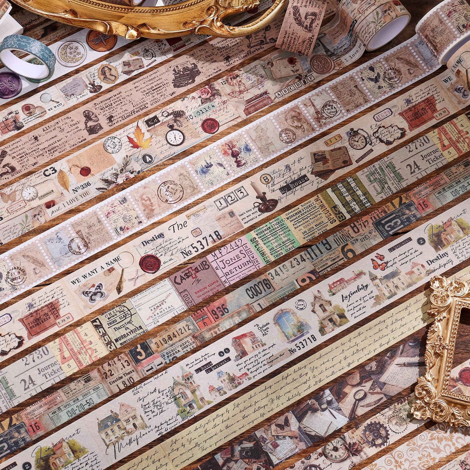 Vintage Washi Tape Set - 34 Rolls for Scrapbooking -4 Vintage Washi Tape Set - 34 Rolls for Scrapbooking -4
