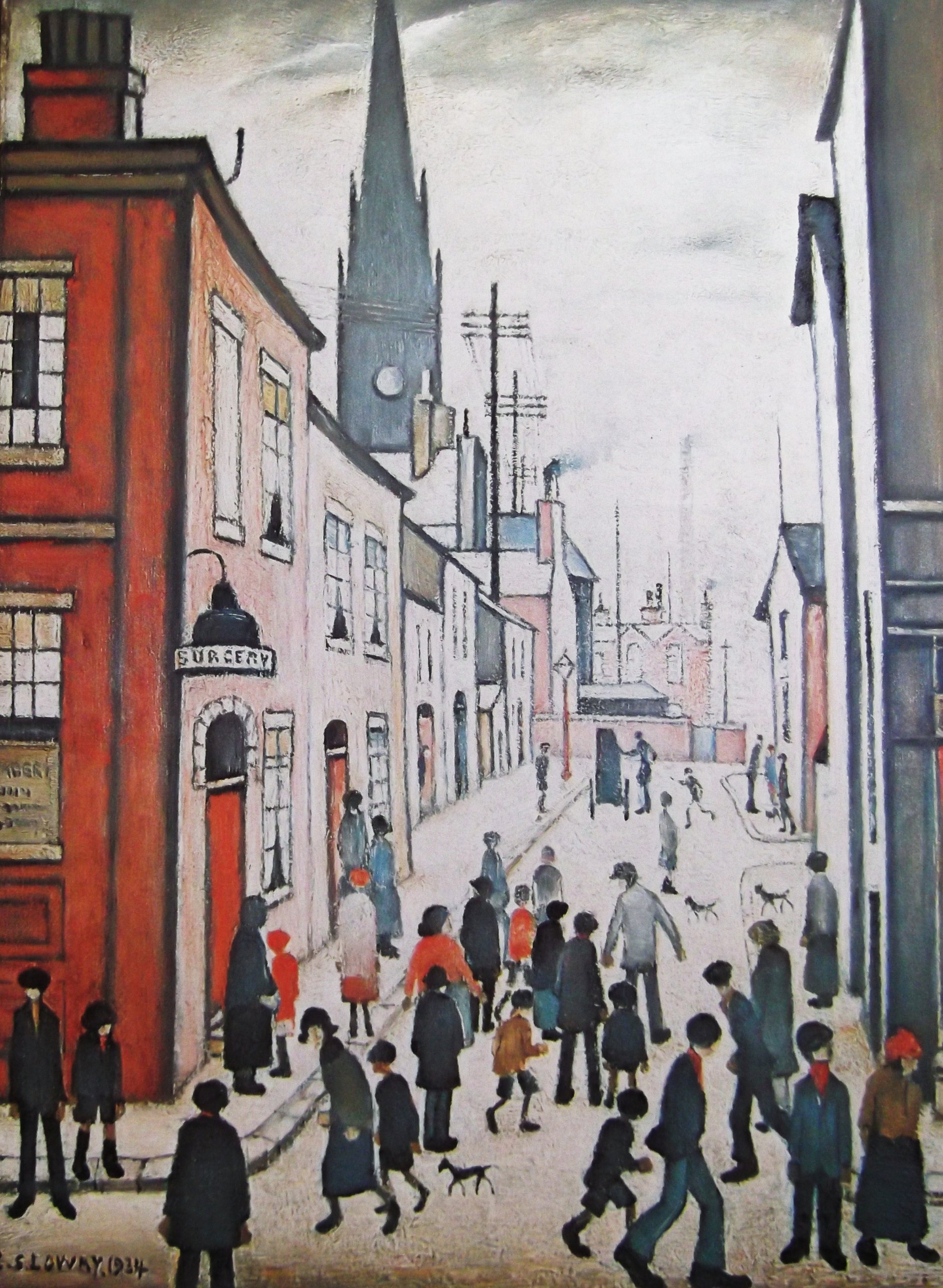 Stateoftheart-Uk Image - Organ Grinder - Plus Small Border Authentic Uk Handcrafted L S Lowry Print - 16 X 12Inch