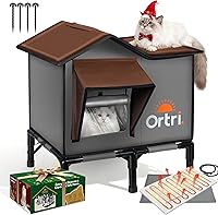 Outdoor Heated Cat House Winter Insulated Weatherproof 20x14x20 Shelter w/ Heating Pad for Feral Cats Elevated Warm Bed