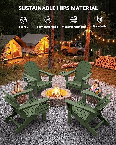 Miniatura 28 de SERWALL - Silla plegable Adirondack para patio, jardín, exterior, resistente a la intemperie, sillas para hoguera, color naranja