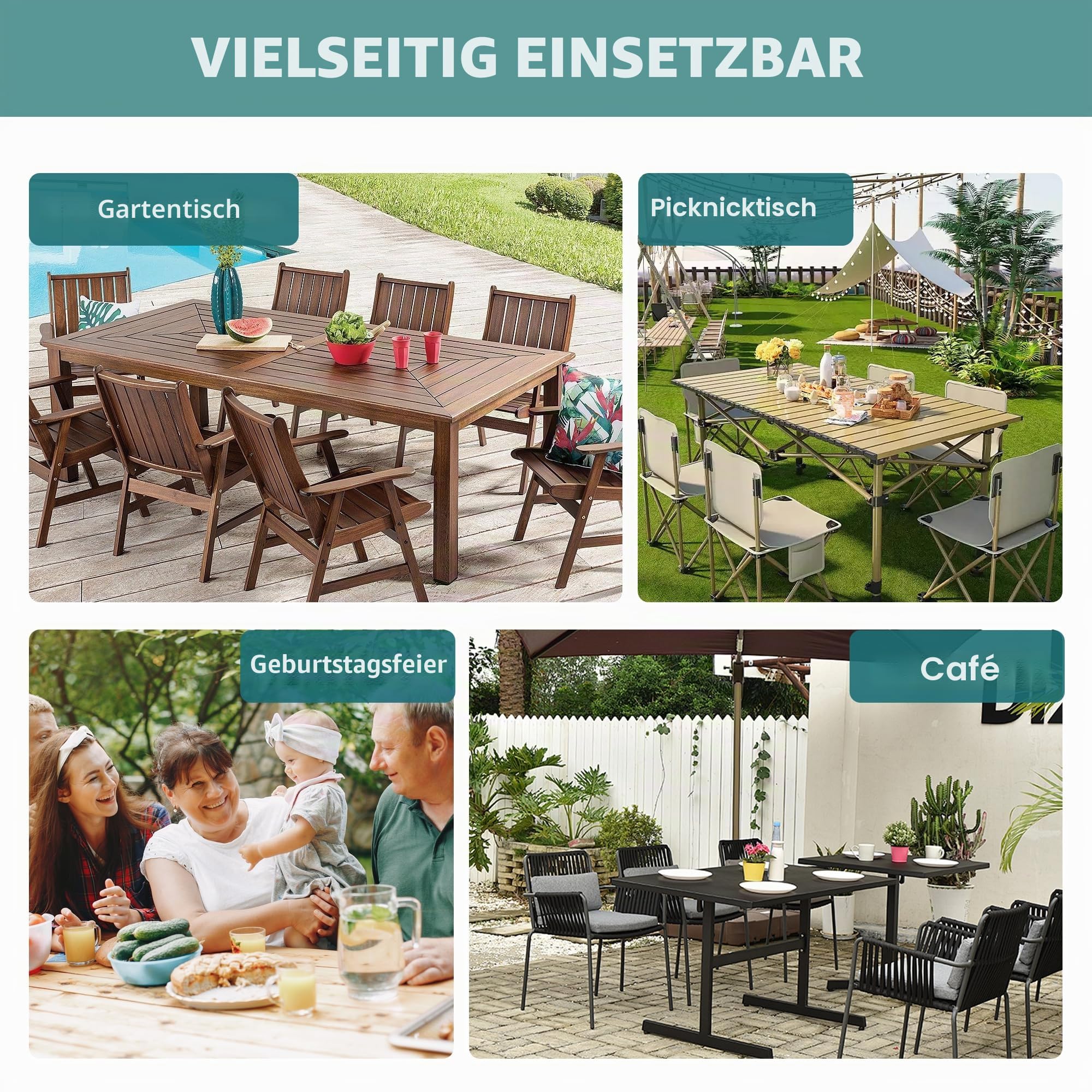 LUSHVIDA Outdoor-Tischdecke mit Schirmloch, Terrassentischdecke mit Reißverschluss, rechteckig, 152,4 x 213,3 cm, salbeigrün, Kunstleinen, Tischdecke, wasserabweisend, für Picknick im Freien