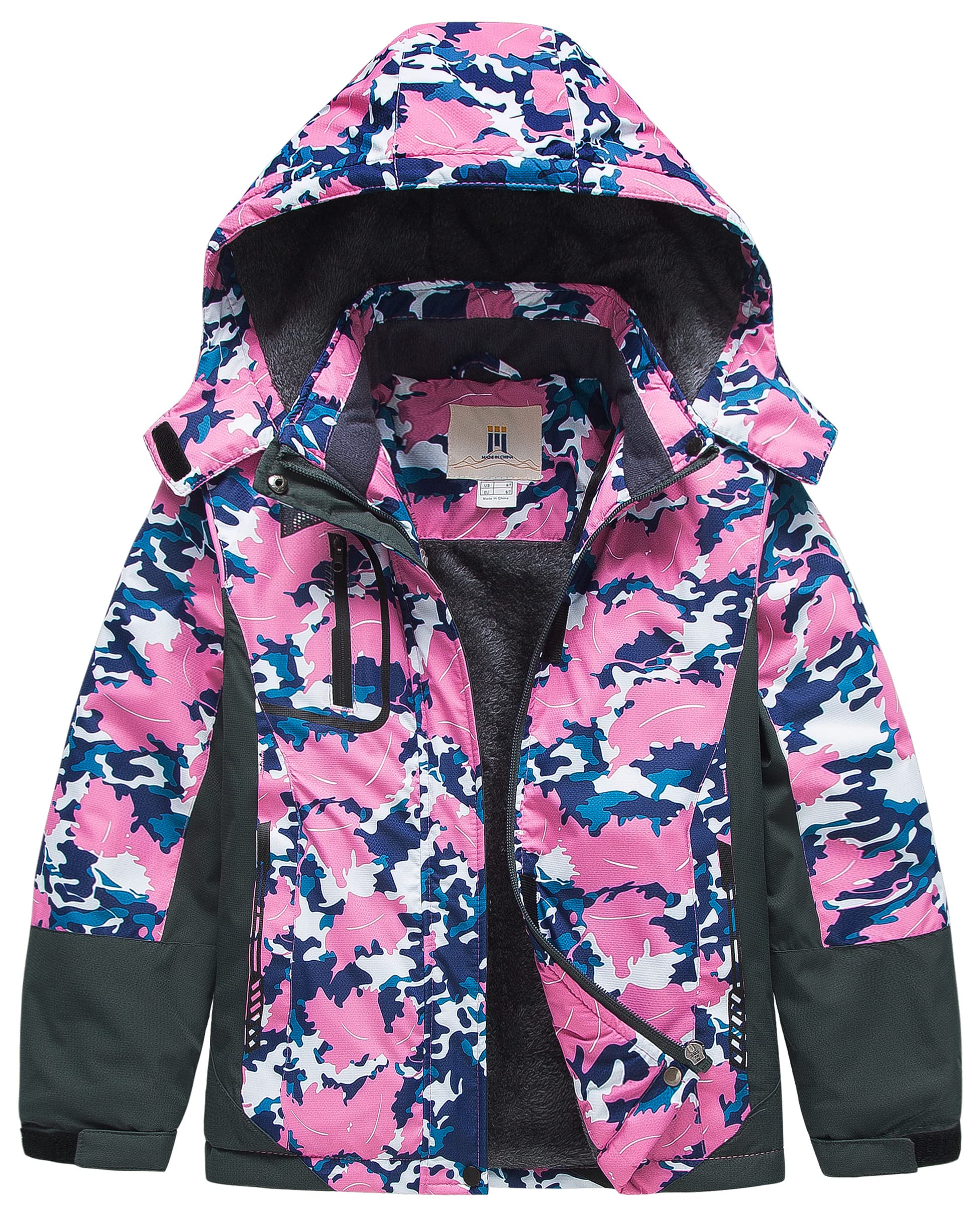 CREATMO US Girl's Waterproof Ski Jacket Warm Winter Snow Coat Windproof Snowboarding Rain Jacket