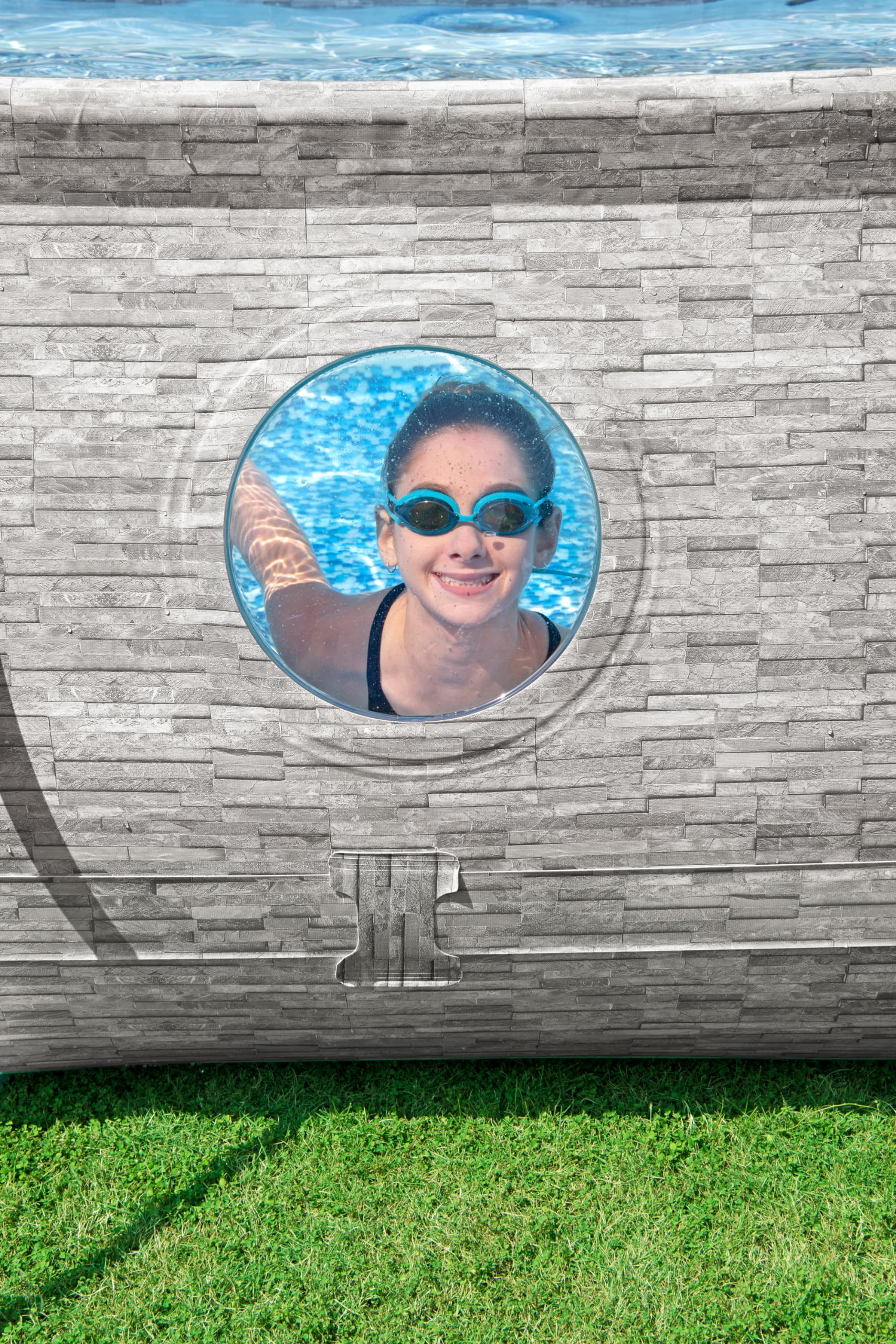 Bestway Power Steel Swim Vista Series Pool Kit Complet Ovale avec Filtre à Sable, échelle de sécurité et bâche 488 x 305 x 107 cm