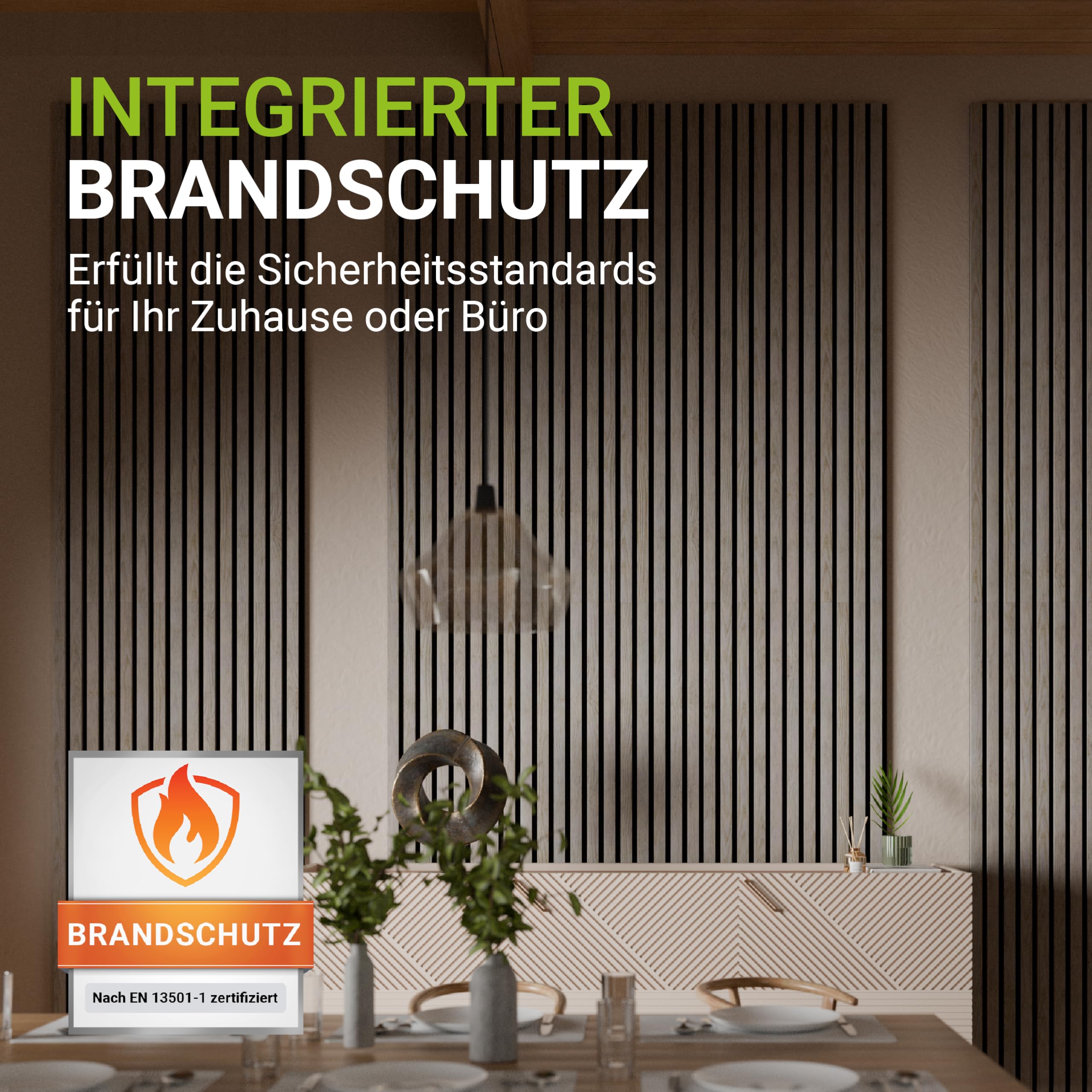 Juskys Akustikpaneele 4er Set 120x60 cm 2,88 m² | Ruhe statt Hall in Wohnzimmer & Büro | Wandpaneele mit Holzoptik | geprüfte Schallabsorption & flammhemmend | Eiche Natur Hell
