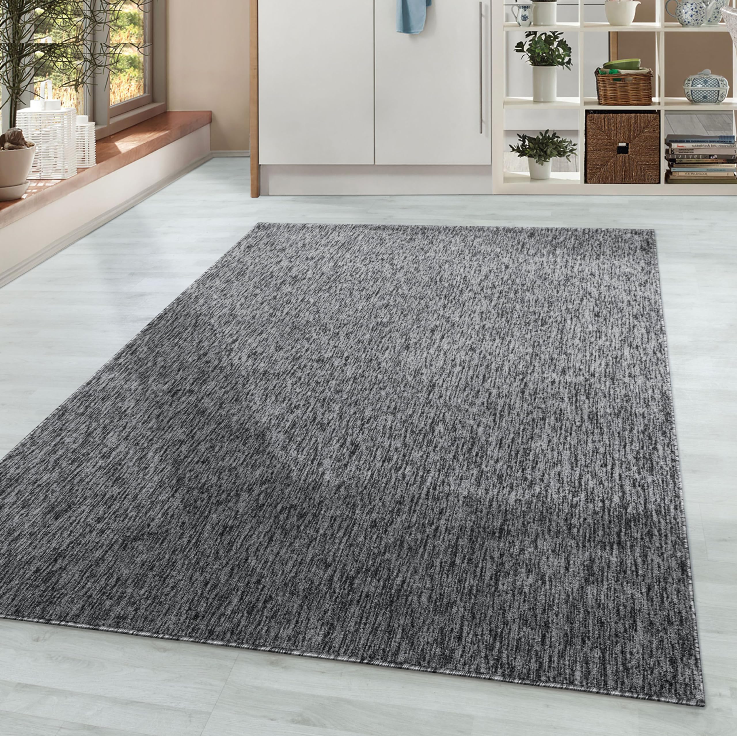 Alfombra Salon de Pelo Corto 160x230 cm Gris - Alfombras de Habitacion Diseño Moteado Liso Sala de Estar Suave - Moderna Alfombra Cocina, Alfombra Dormitorio, Tapete Sala