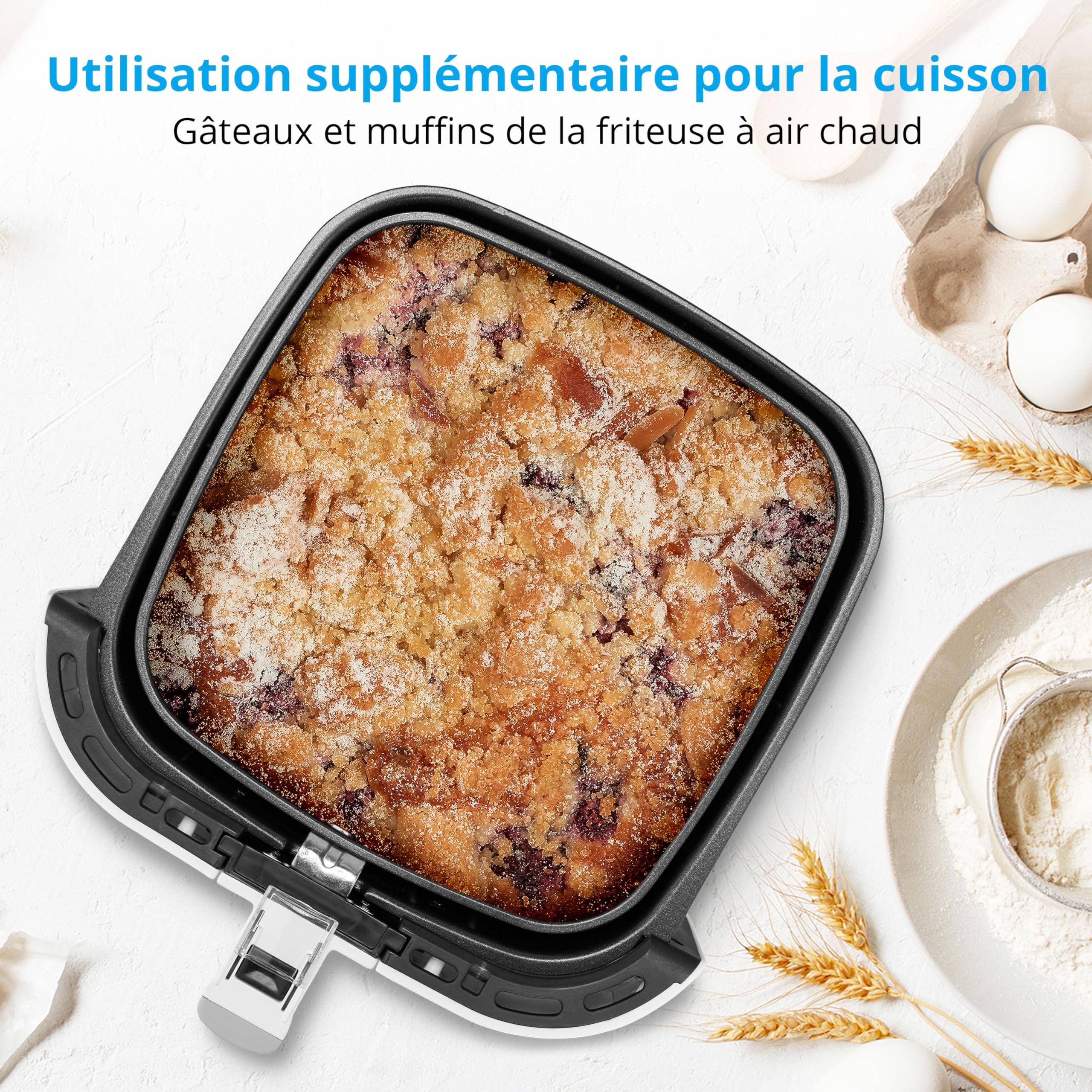 MEDION E40 XL Friteuse à air chaud (panier à friture XXL de 5,3 litres, 2 150 watts, 9 programmes automatiques, fonction cuisson, friture sans huile, panneau de commande tactile, affichage LED) blanc