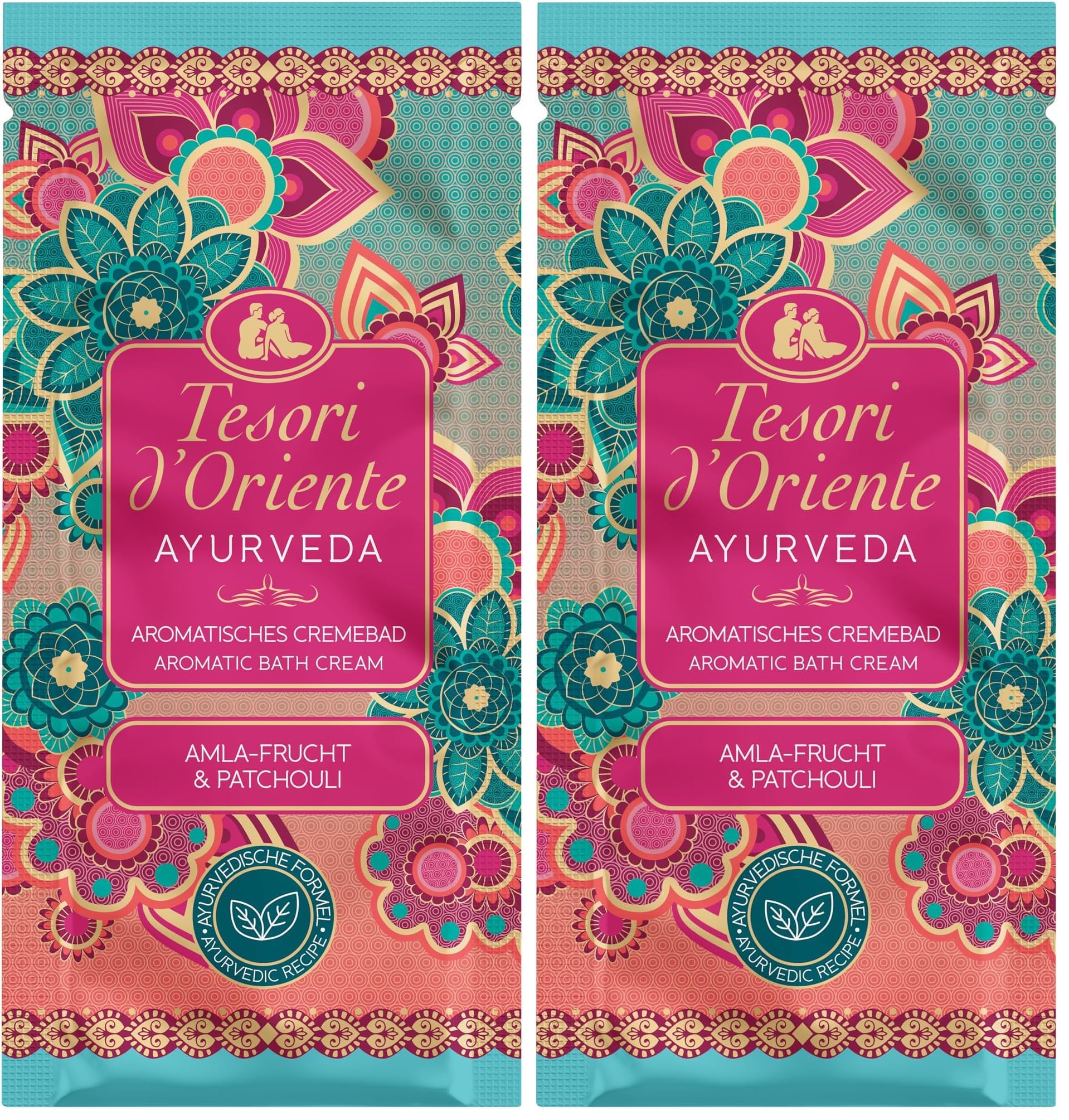 Tesori d'Oriente | Cremebad 'Ayurveda' | Aromatisches Cremebad mit Amla-Frucht und Patchouli | Cremebad zur Körperpflege | Wellness-Ritual für Körper & Sinne | 40ml (Packung mit 2)