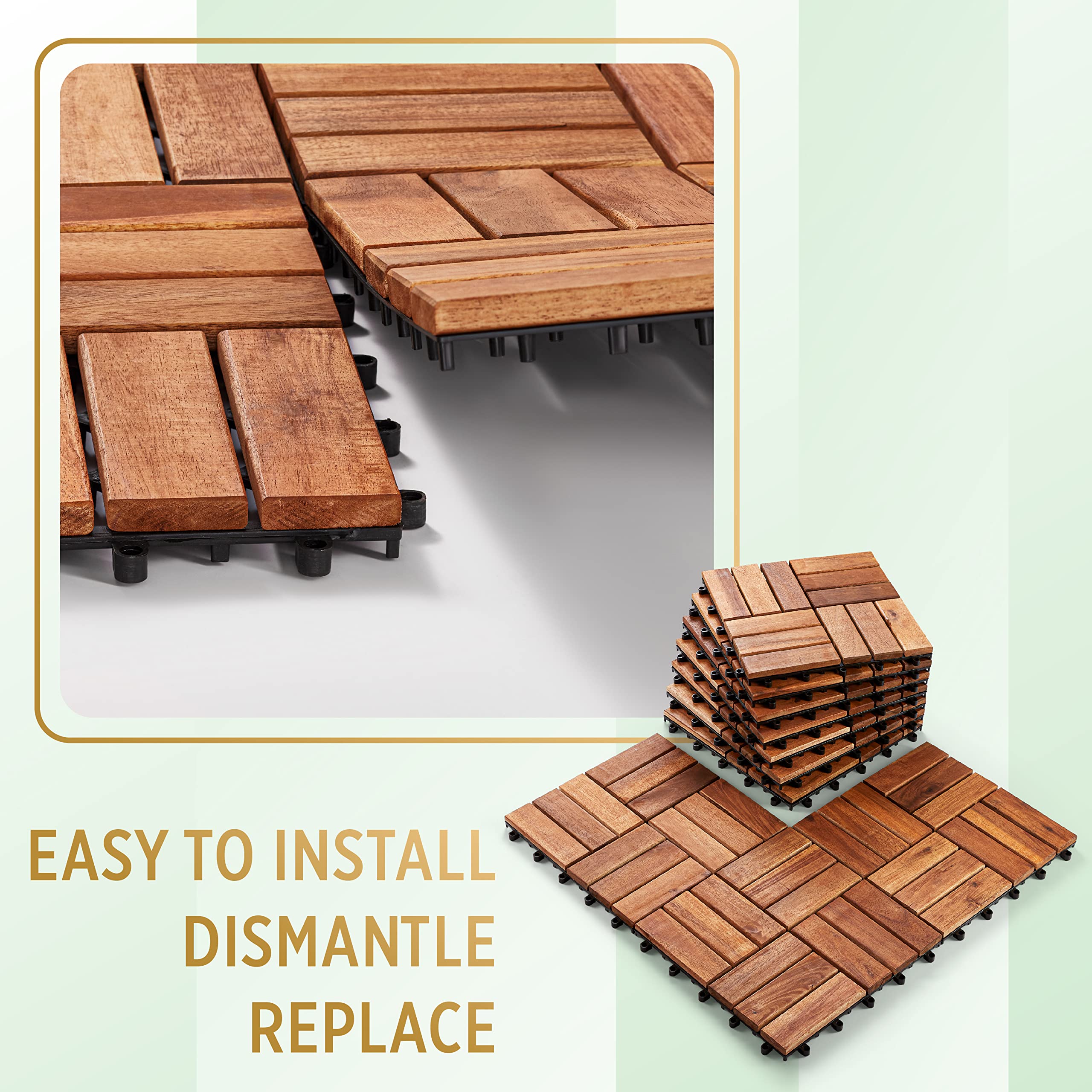 Buy Hardwood Interlocking Patio Deck Tiles (Pack of 10, 12" x 12