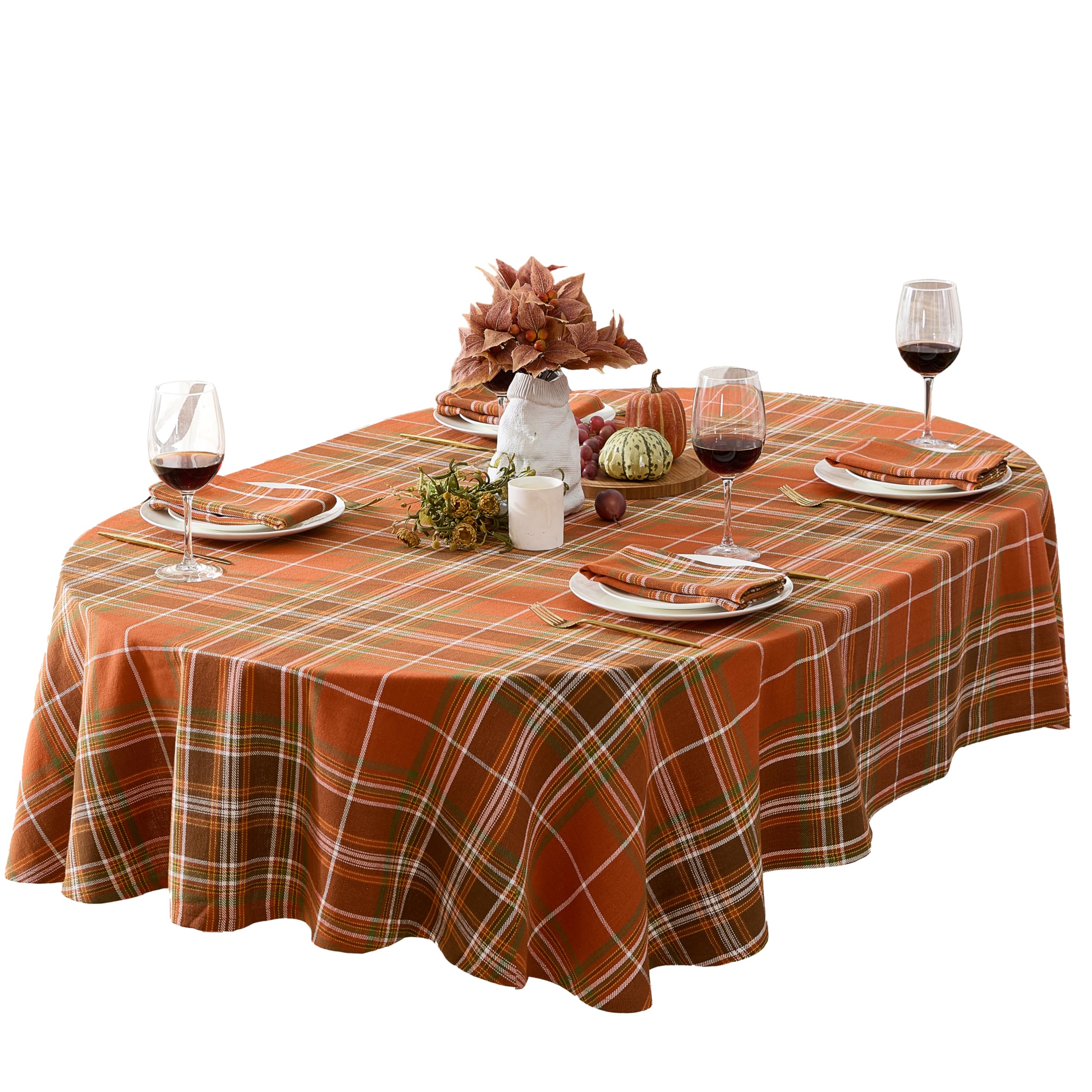 Newbridge Culloden Herbst Tischdecke – 100% Baumwolle Karo In Rost/Grün Für Thanksgiving