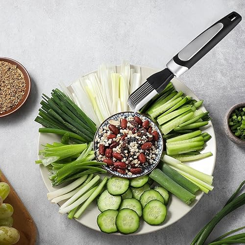 Miniatura 6 de Cuchillo de cebolla verde, cortador de cebolleta de acero inoxidable, 8 cuchillas, cuchillo triturador, cortadora de cubiertos, trituradora de