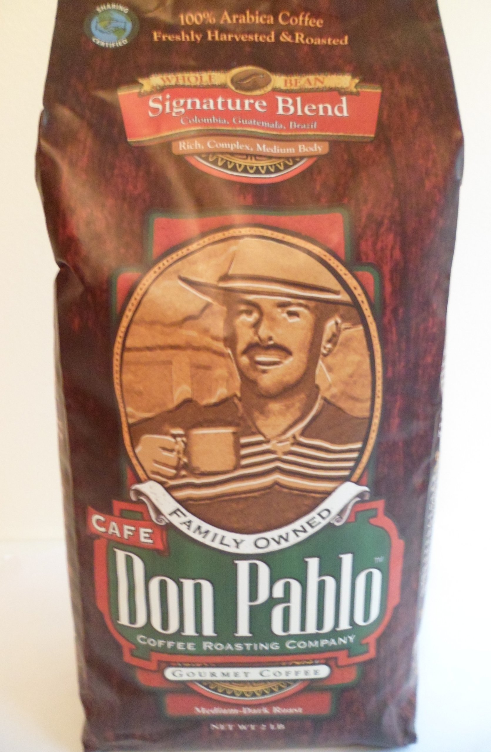 Don Pablo Coffee Roasting Company Gourmet Coffee Whole Beans , Medium-Dark Roast, Net Wet 2 LB (Pack of 2)