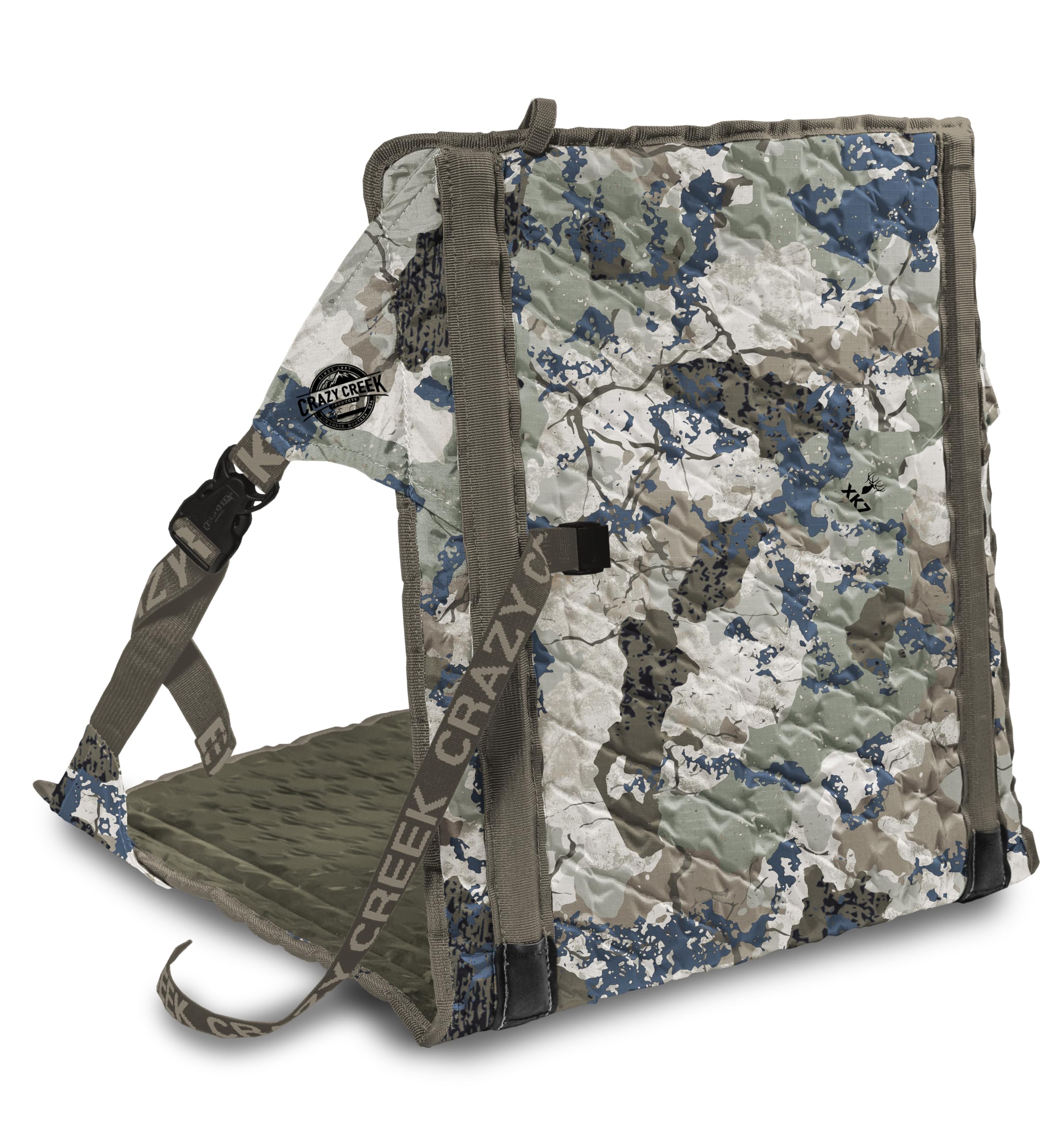 Crazy Creek Kings Camo HEX 2.0 Original Chair for Hunting, Camping, Stadium Seating & More, on All Terrains, Adjustable Straps, Compact Design,