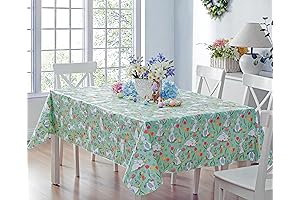 Newbridge Happy Easter Eggs & Floral Vinyl Tablecloth with Flannel Backing Spring...
